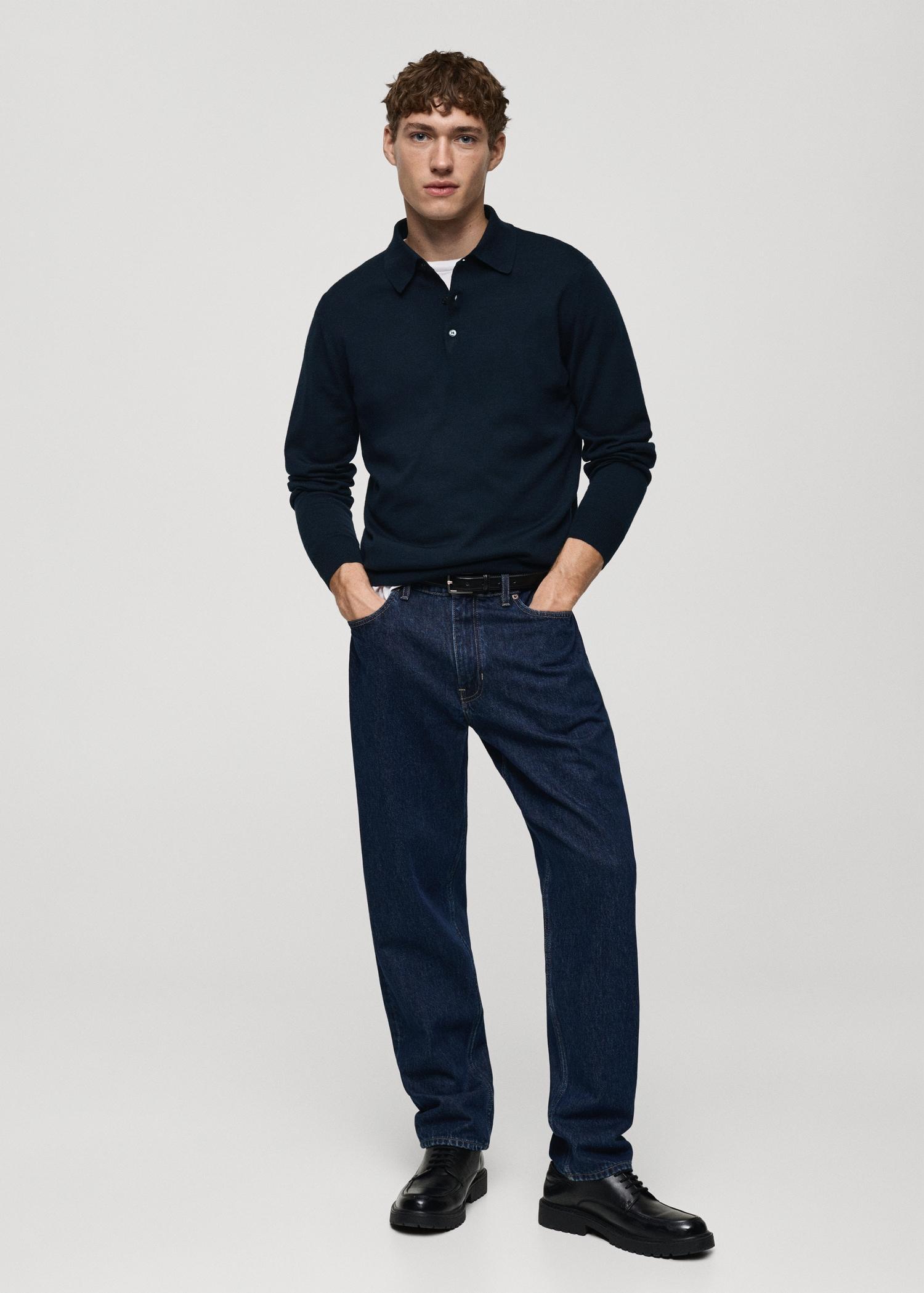 100% merino wool polo sweater - Men | MANGO USA Product Image