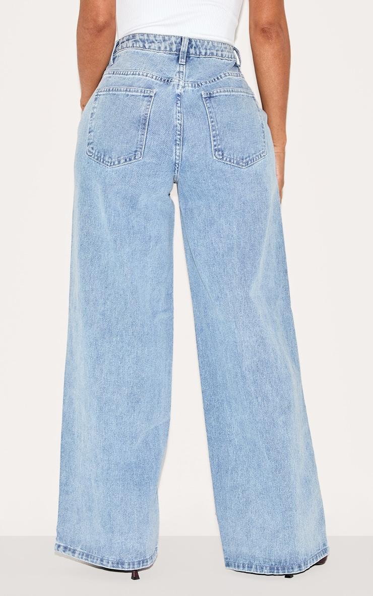 Shape Light Blue Wash Foldover Waist Wide Leg Jeans Product Image