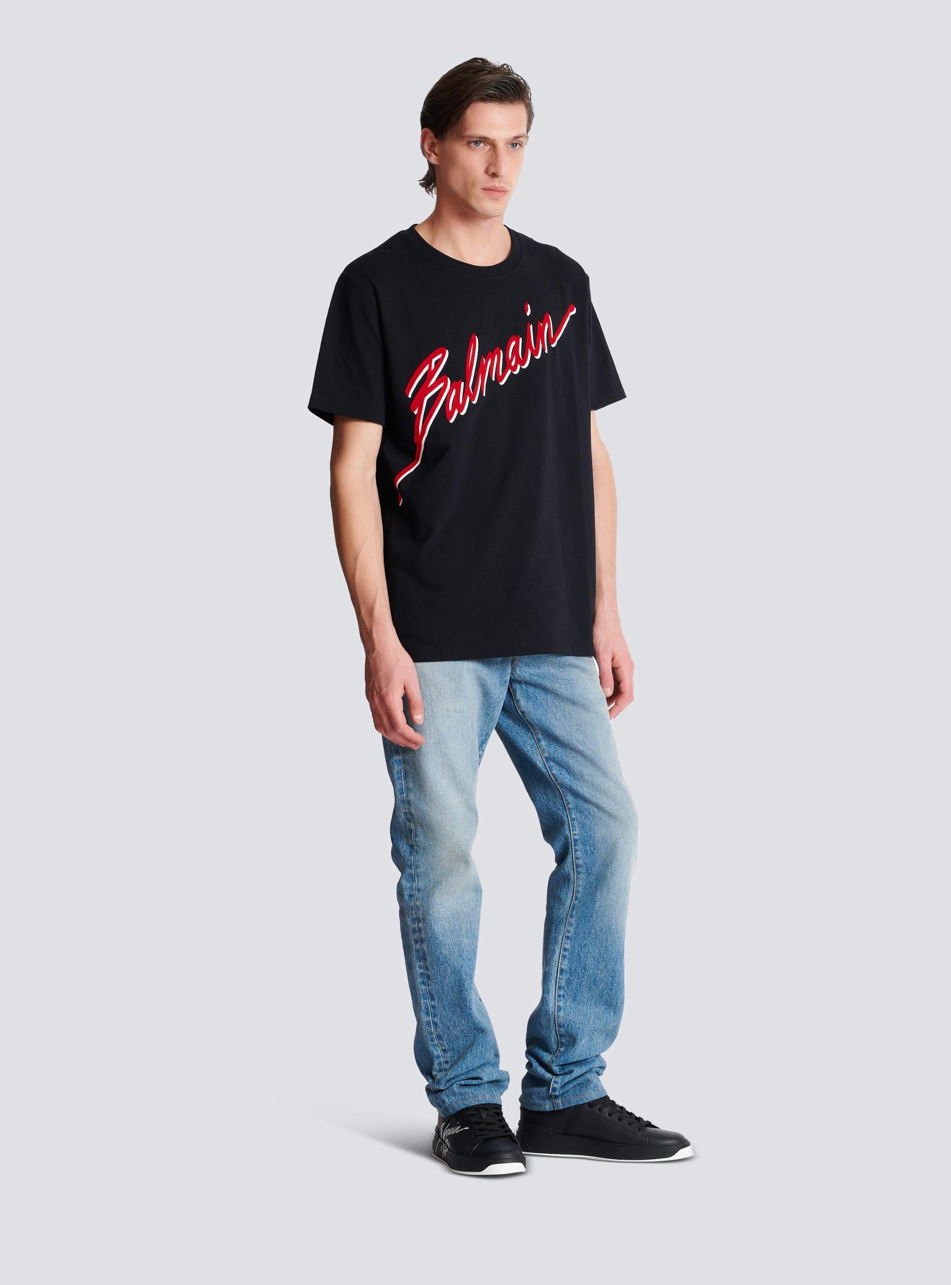 T-shirt with flocked Balmain Letter logo Product Image