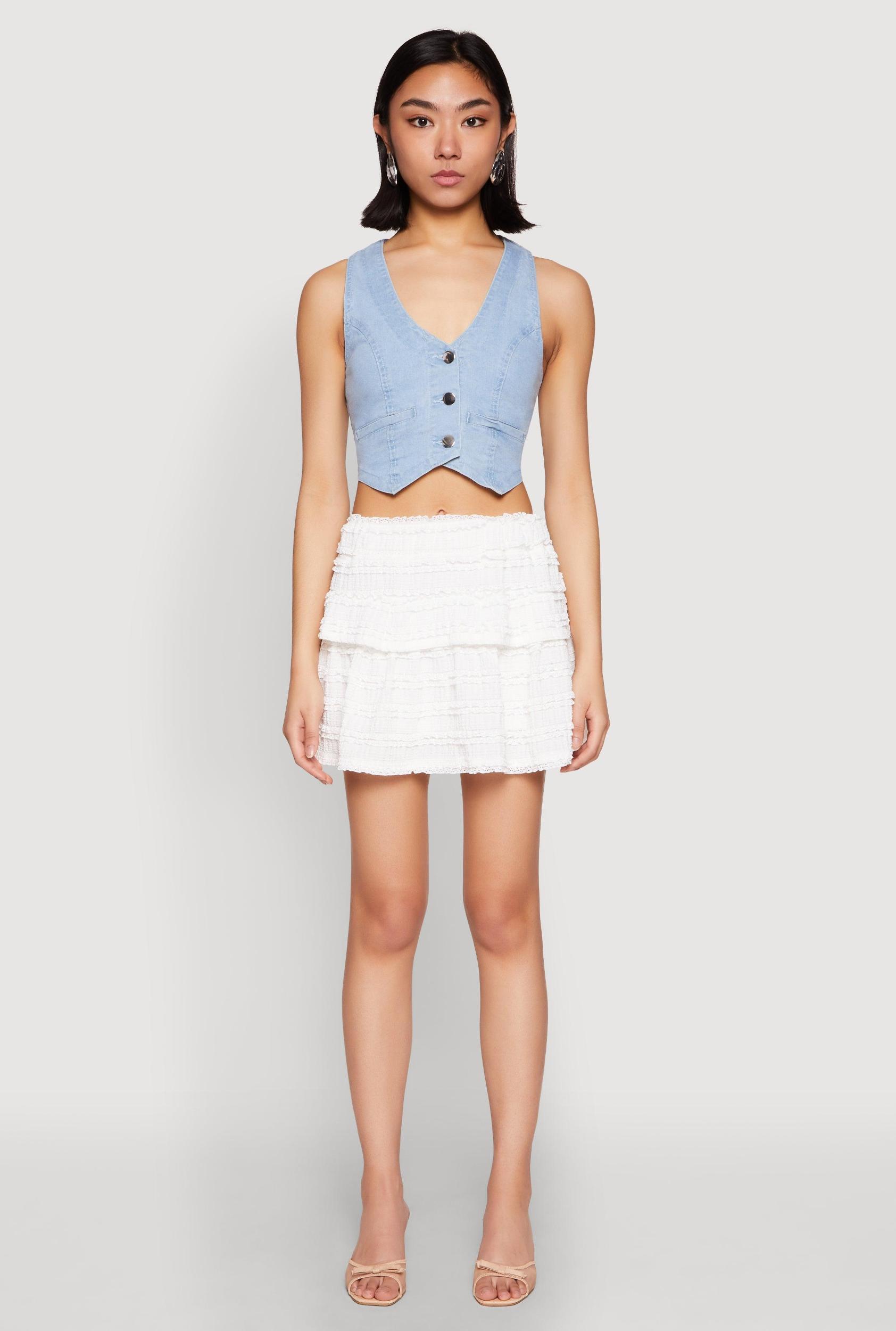 Womens Textured Knit Mini Skirt Product Image