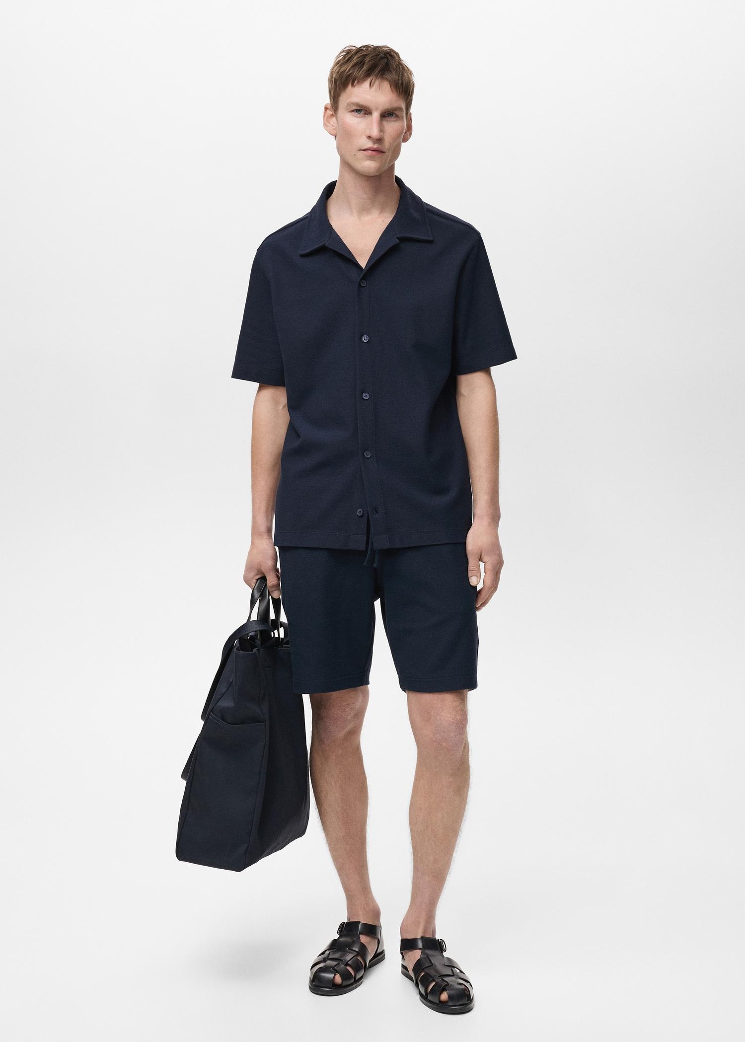 Structured knitted shorts - Men | MANGO USA Product Image