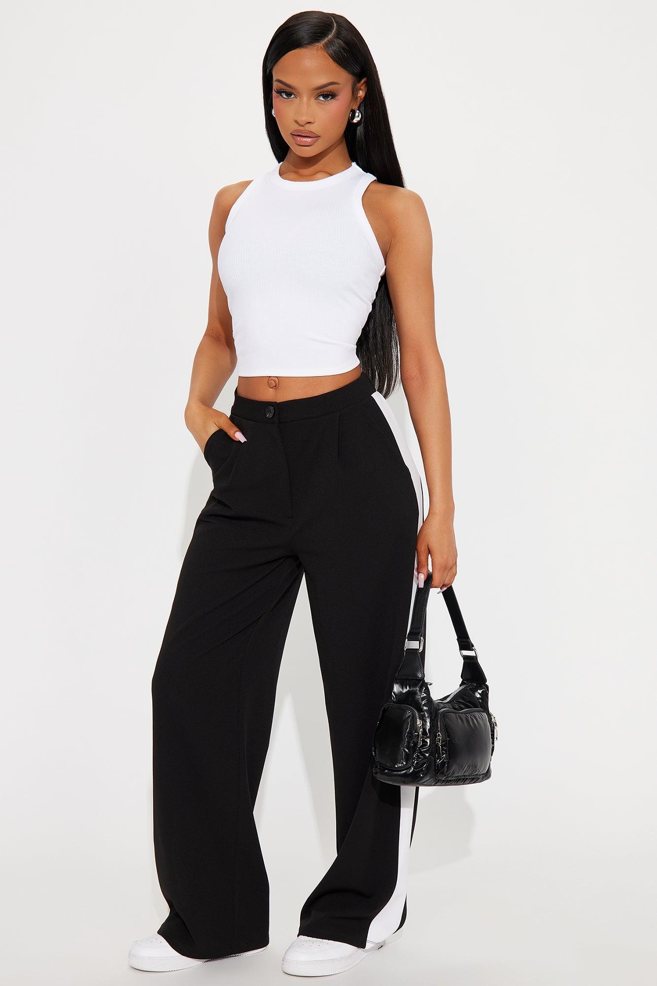 Jaylene Striped Trouser Pant - Black Product Image