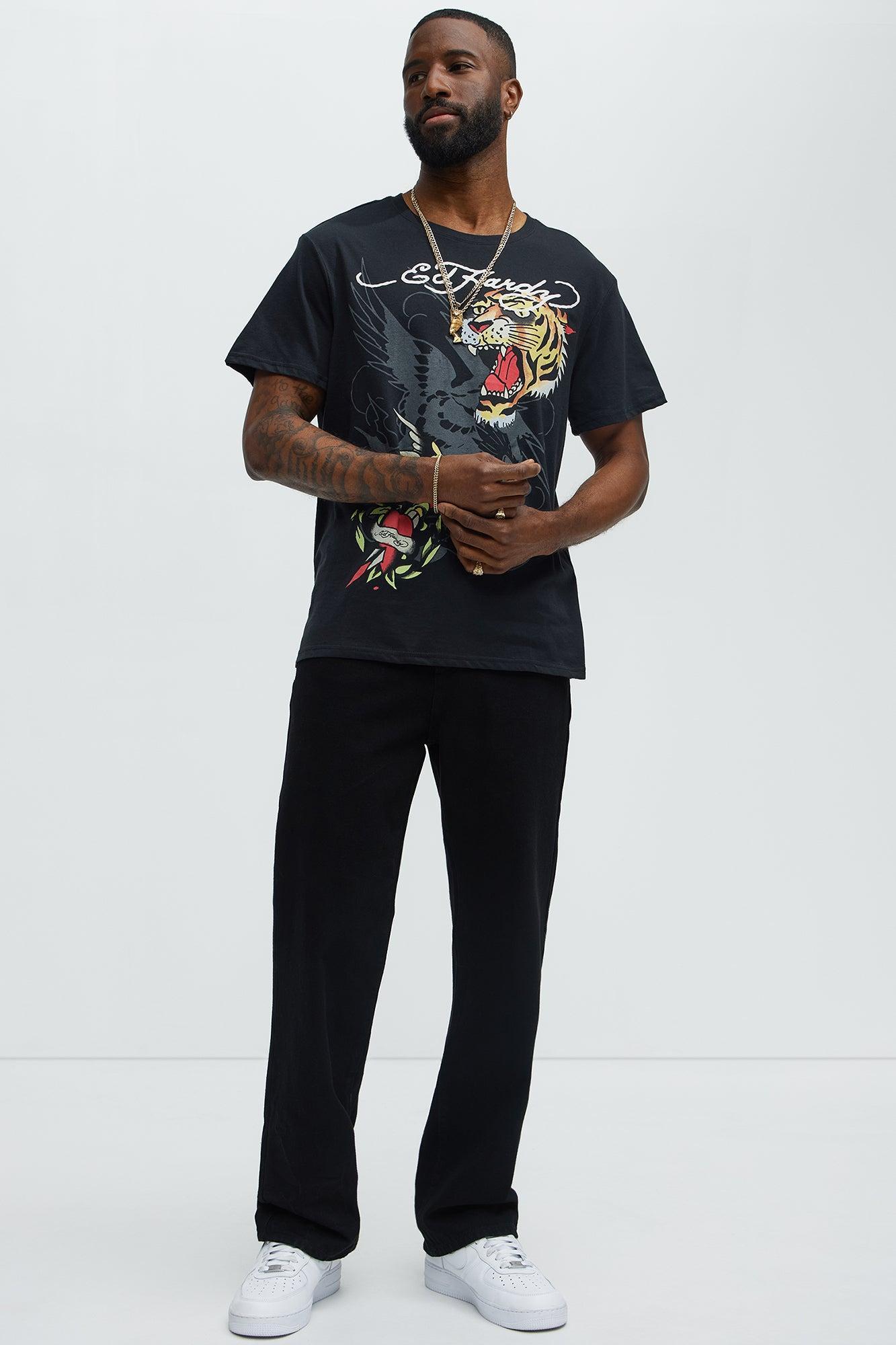 Ed Hardy Eagle Tiger Tattoo Short Sleeve Tee - Black Product Image