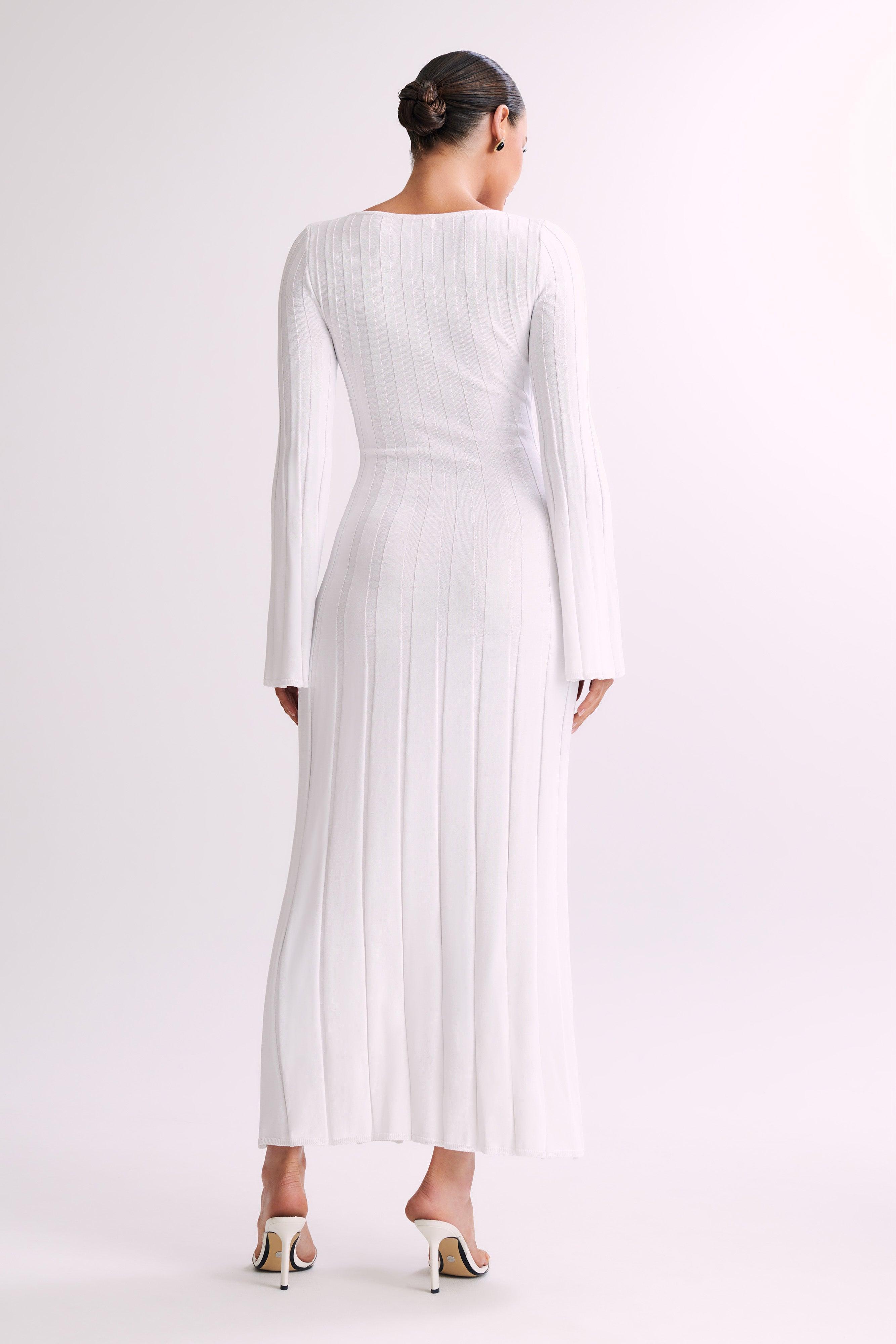 Mabel Long Sleeve Knit Maxi Dress - White Product Image
