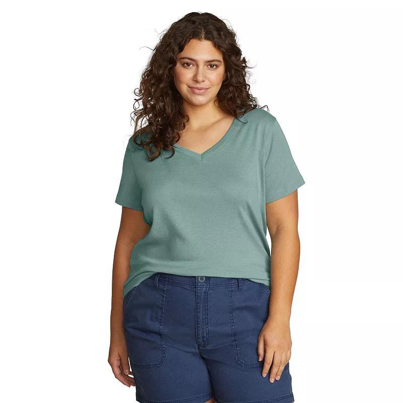 Plus Size Eddie Bauer Short Sleeve Favorite V-Neck Tee, Womens Medium Grey Grey Product Image