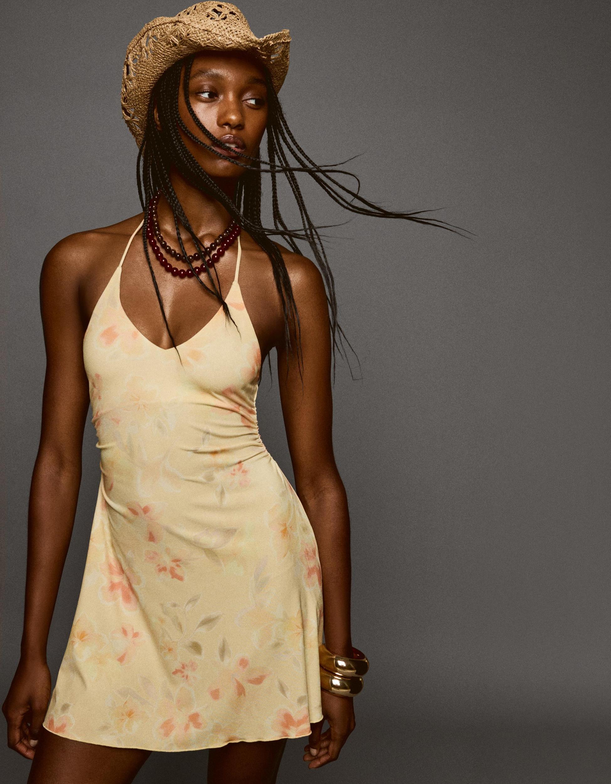 Printed midi halter dress Product Image