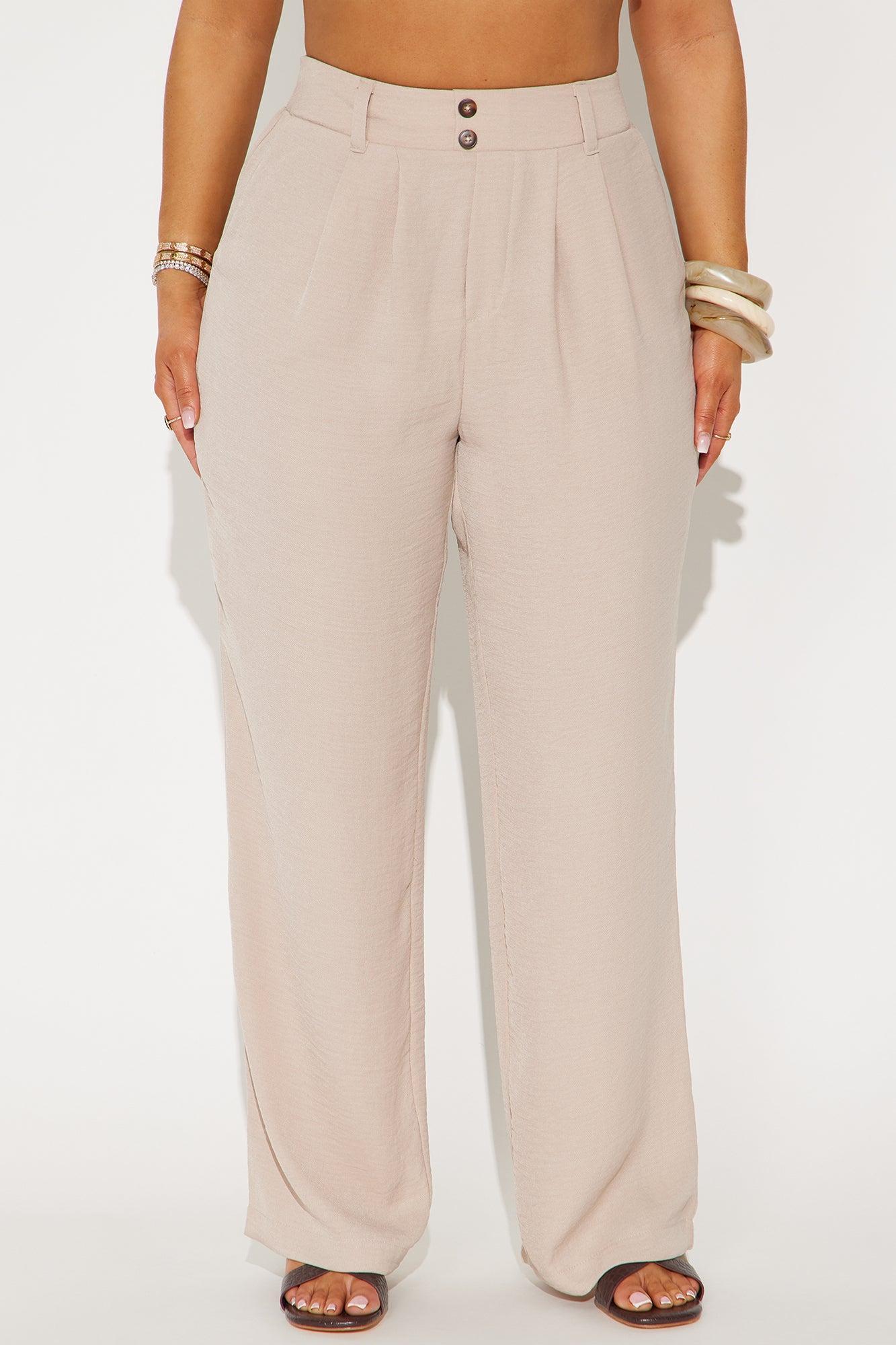 Turning Heads Airflow Wide Leg Trouser - Taupe Product Image