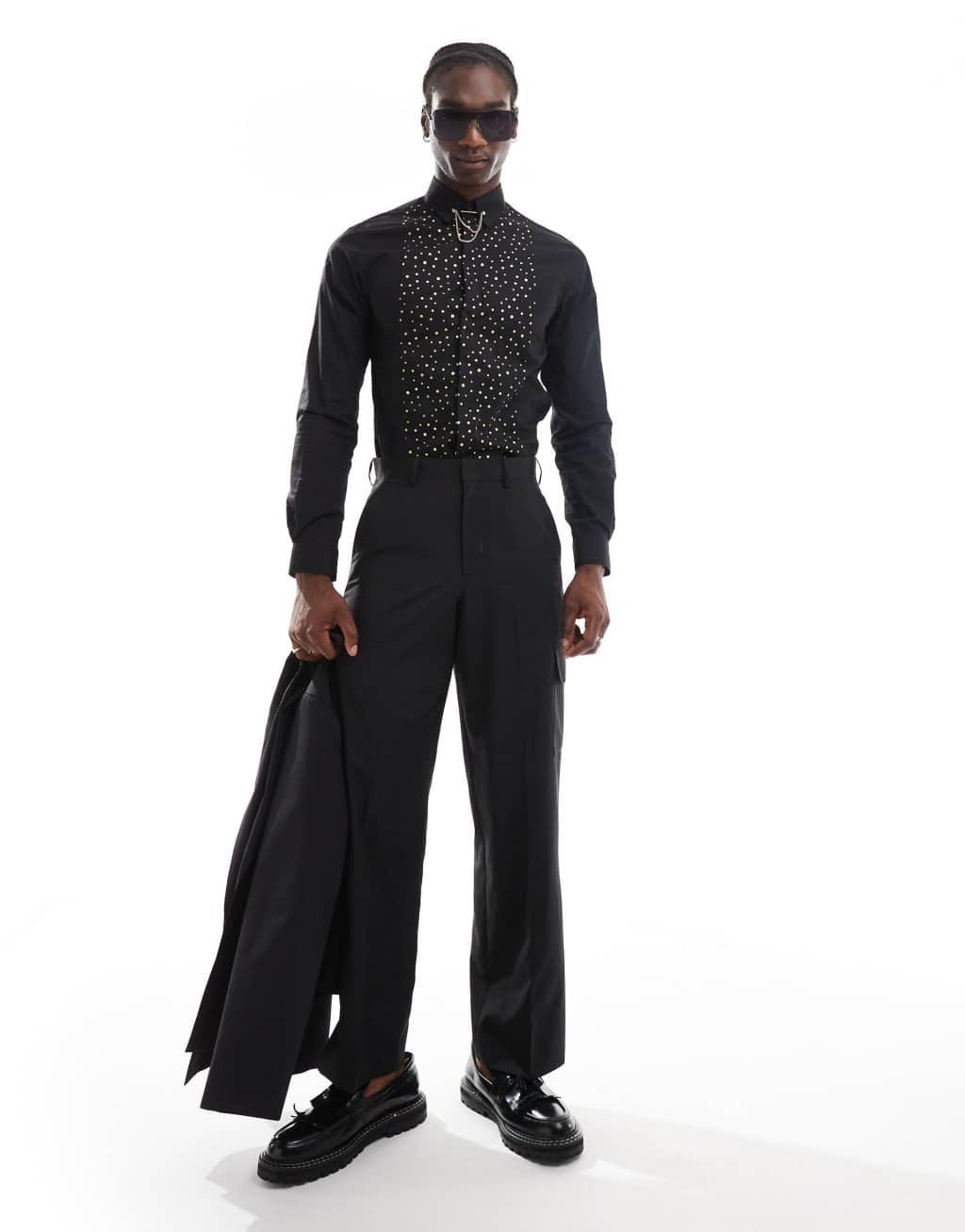 Twisted Tailor luizzi shirt in gold spot  Product Image