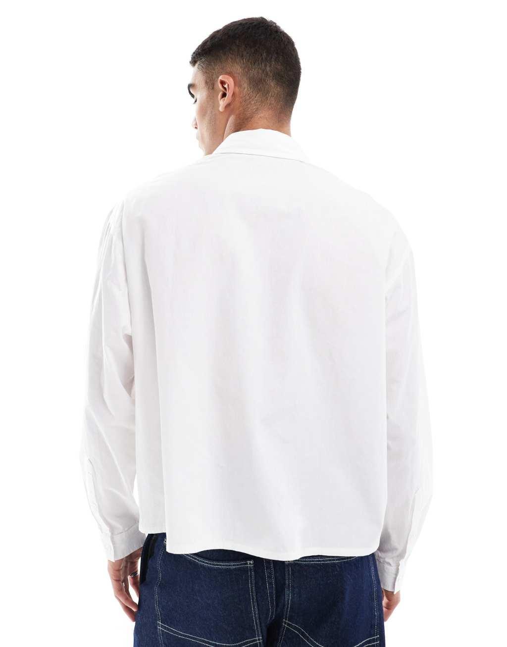 ASOS DESIGN boxy oversized poplin shirt in white Product Image
