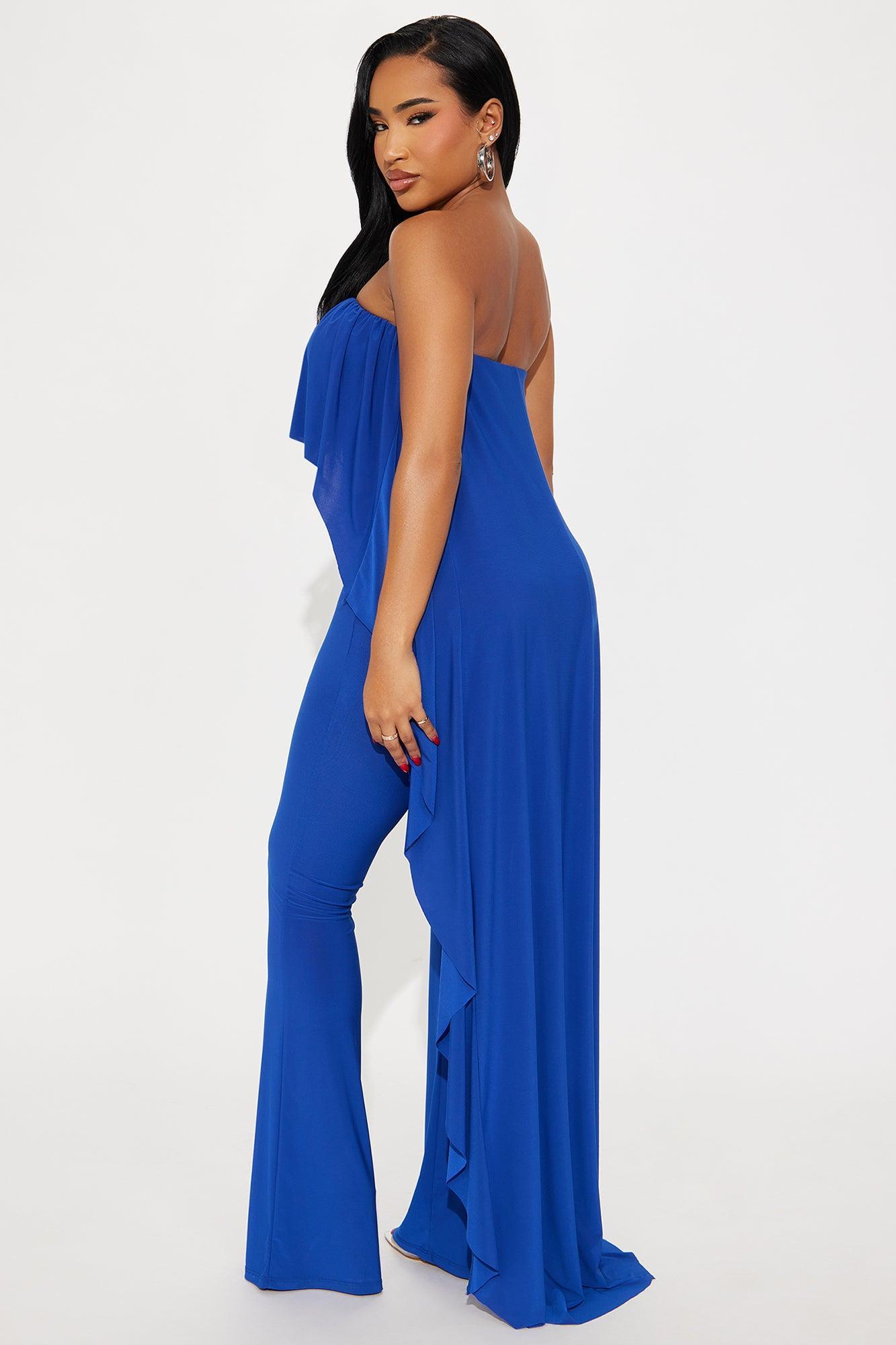 Alicia Strapless Flare Leg Pant Set - Royal Product Image