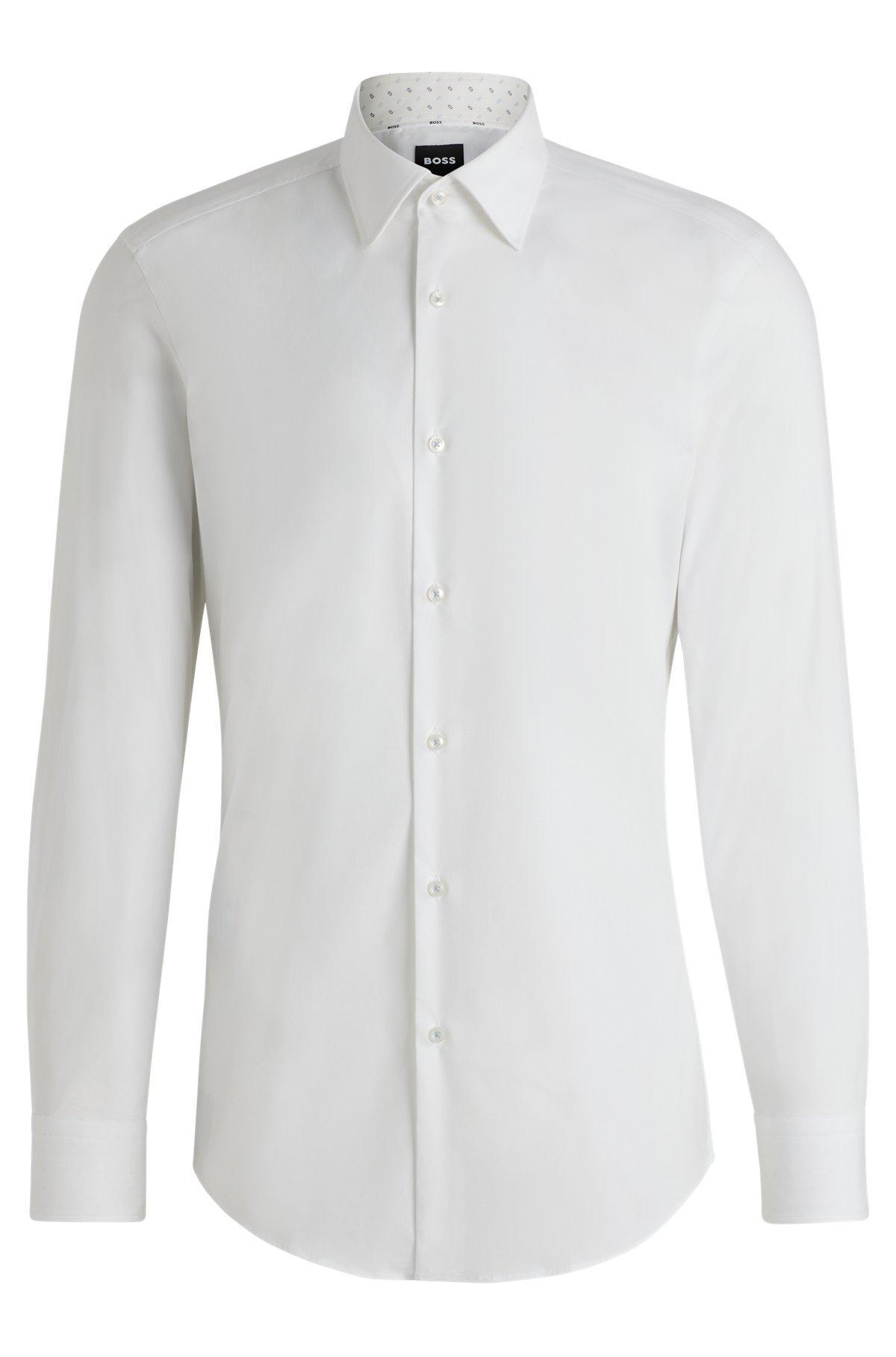 Slim-fit shirt in easy-iron stretch-cotton poplin Product Image