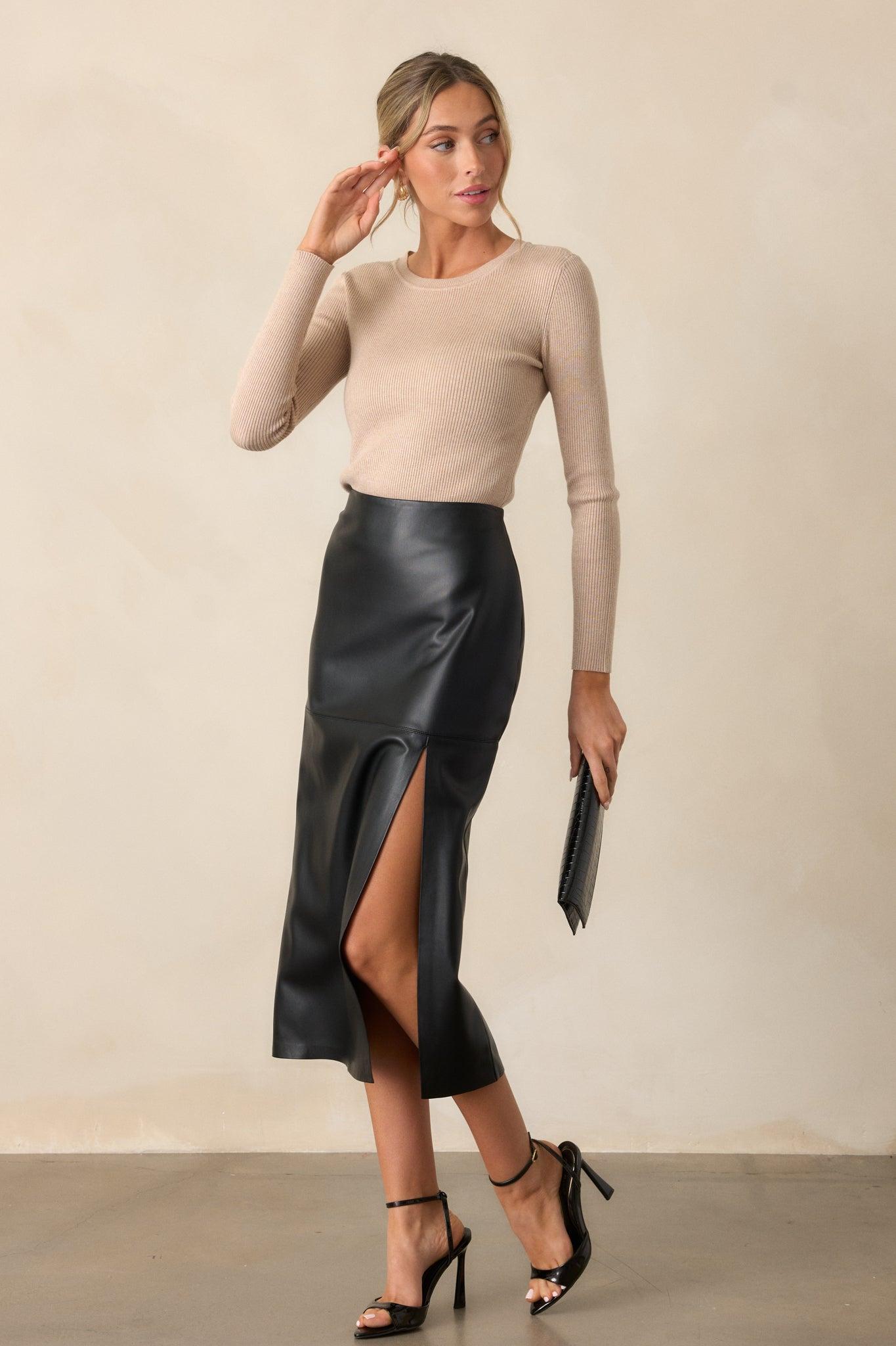 Ain't No Sunshine Tan Long Sleeve Sweater Top Product Image