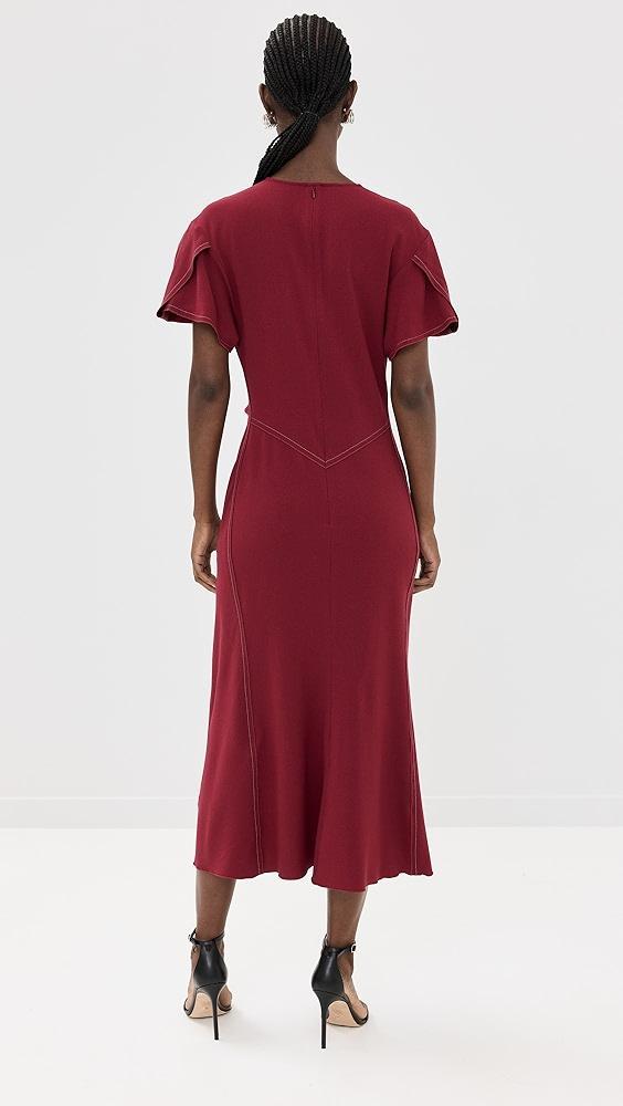 Victoria Beckham Gathered V Neck Midi Dress | Shopbop Product Image
