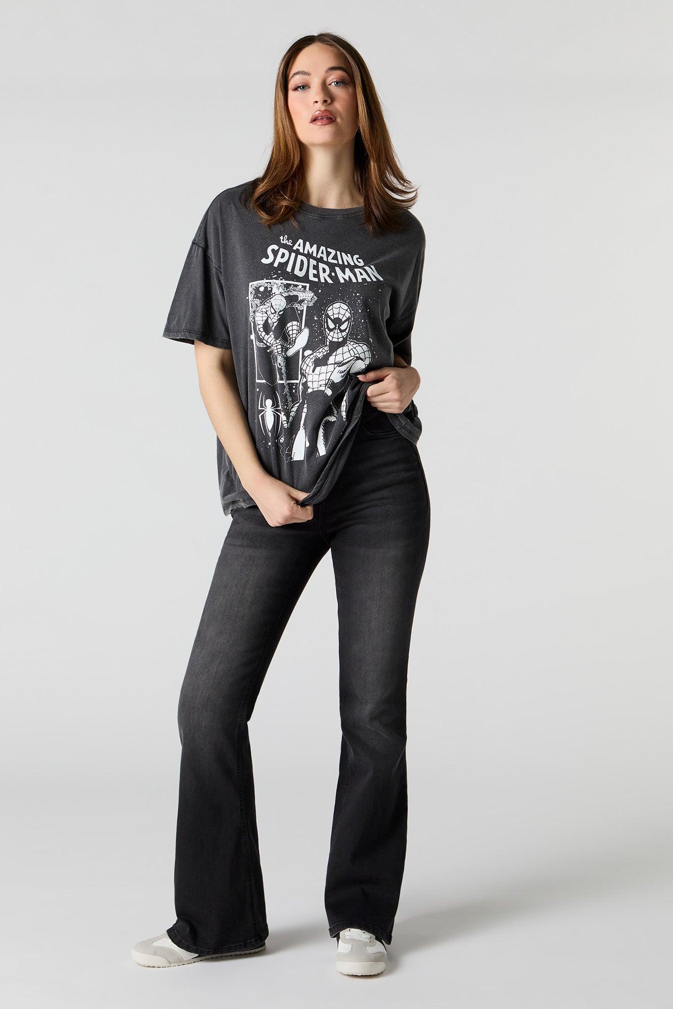 Spiderman Graphic Washed Boyfriend T-Shirt Female Product Image