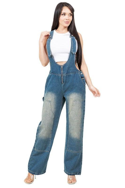 WOMEN FASHION DENIM OVERALLS PANTS Product Image
