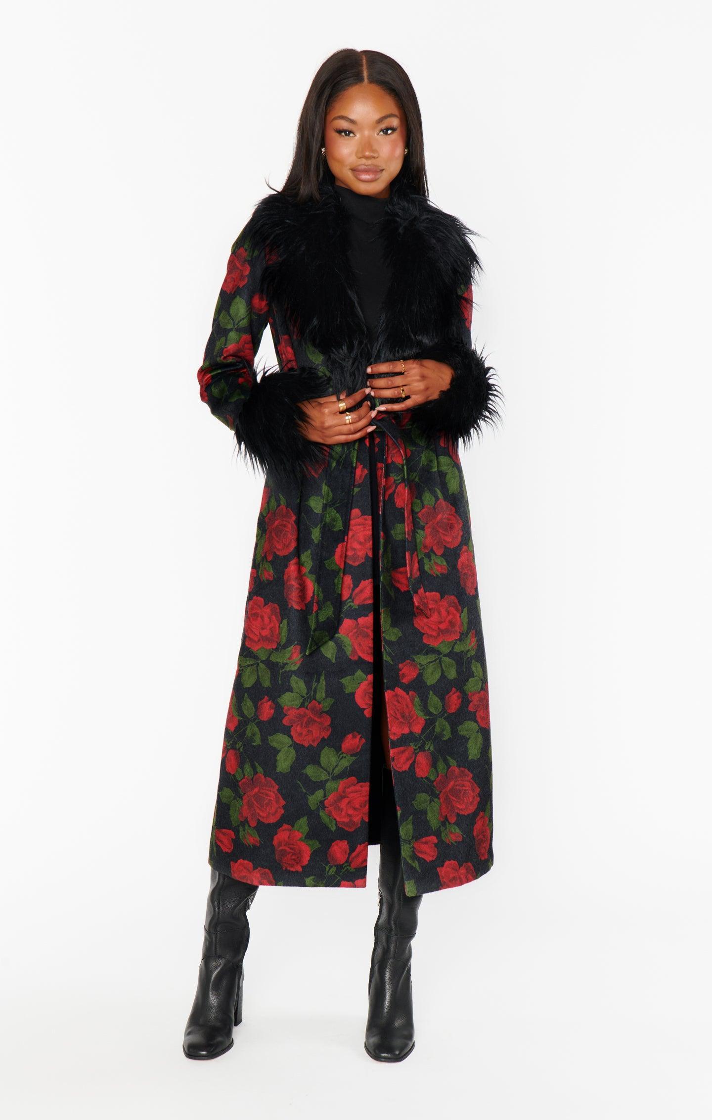 Elaine Coat ~ Send Me Roses with Faux Fur Product Image