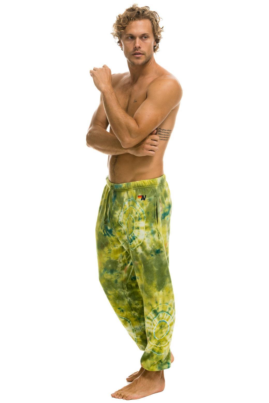 HAND DYED SWEATPANTS - TIE DYE GREEN YELLOW Male Product Image