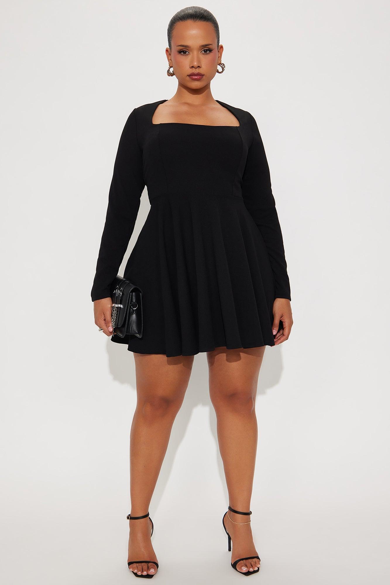Alena Long Sleeve Mini Dress - Black Product Image