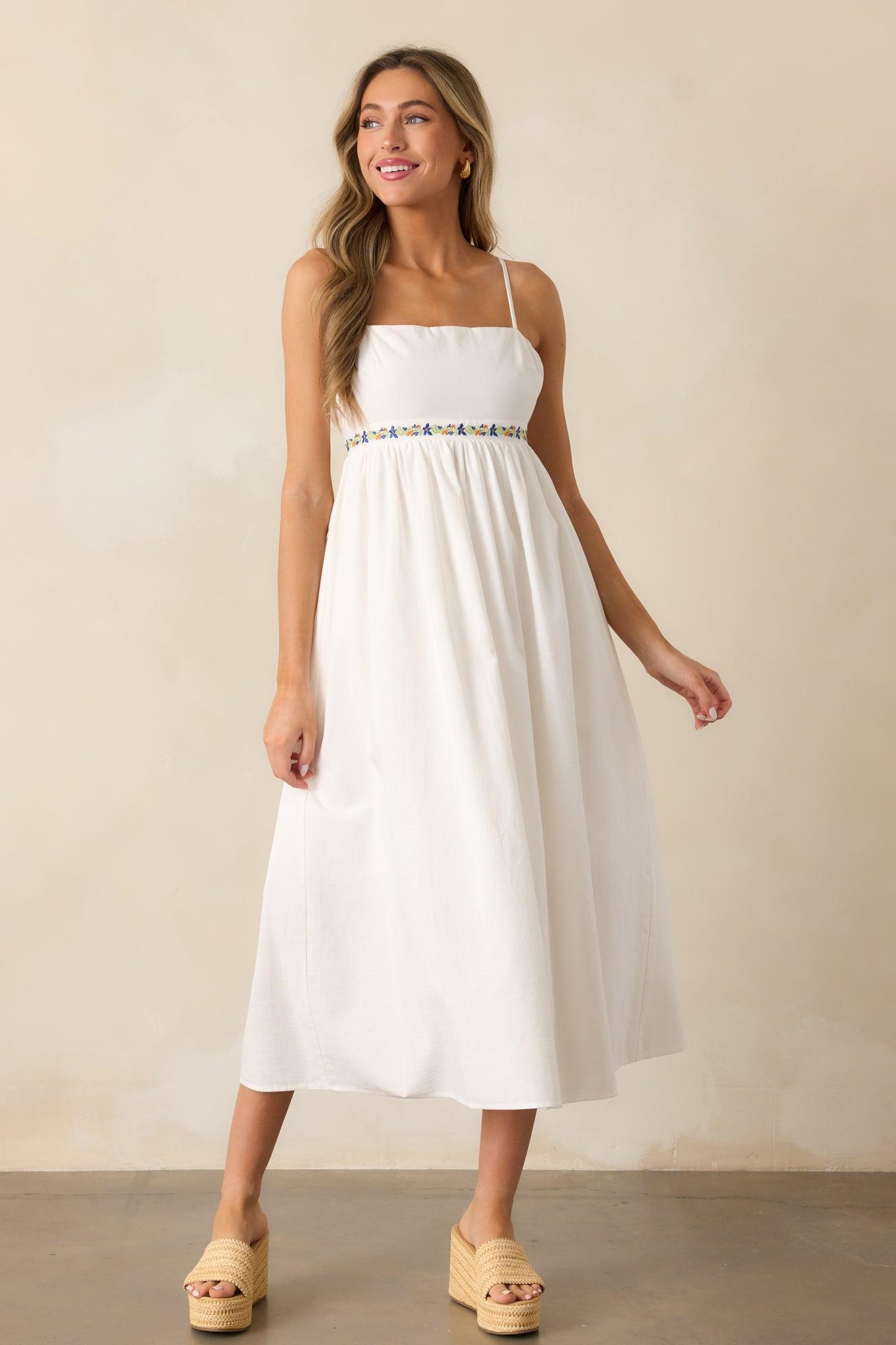 MINKPINK Elini Ivory Embroidered Midi Dress Product Image