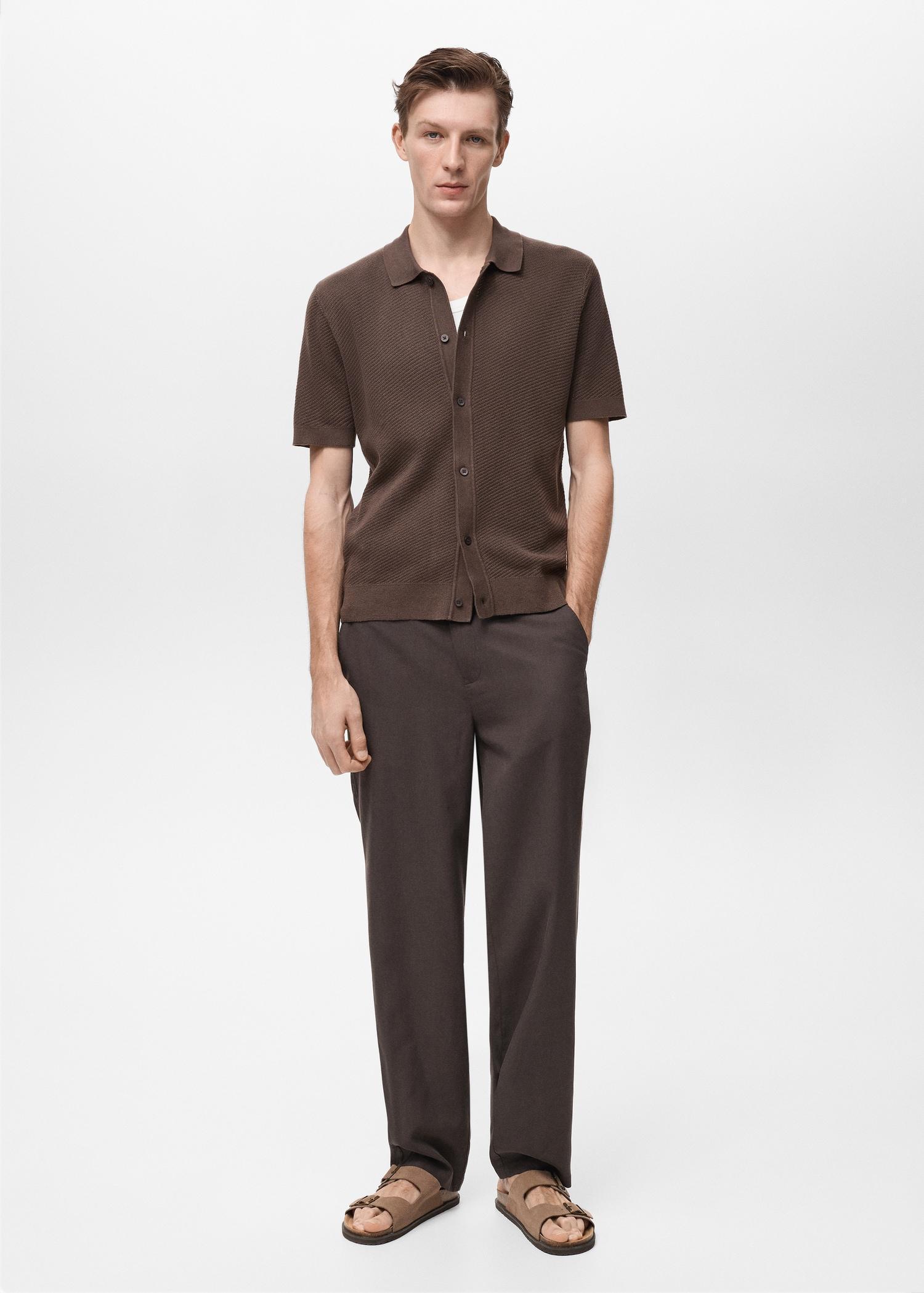 Openwork knitted structured shirt - Men | MANGO USA Product Image