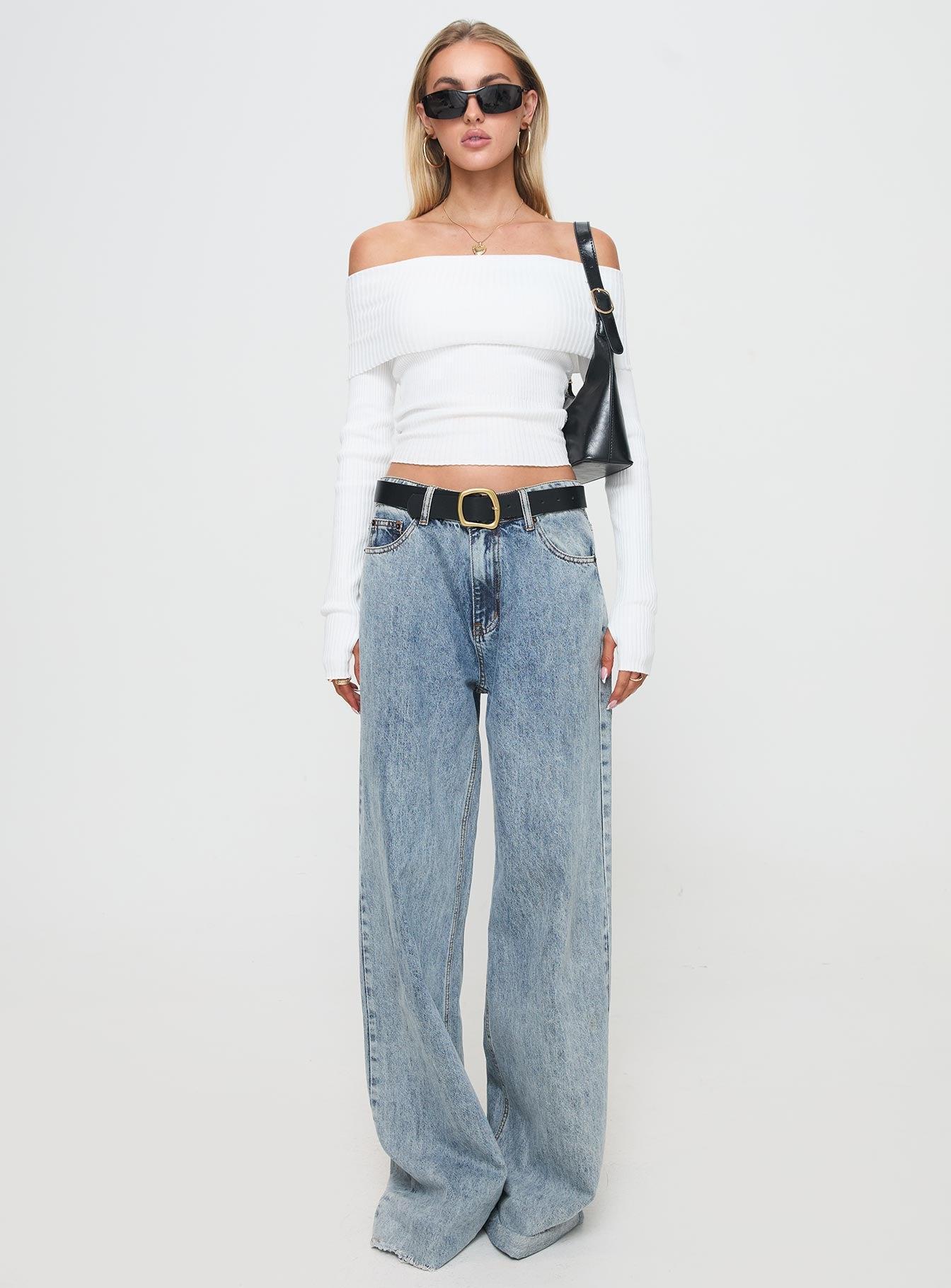 Morley Off Shoulder Sweater White Product Image