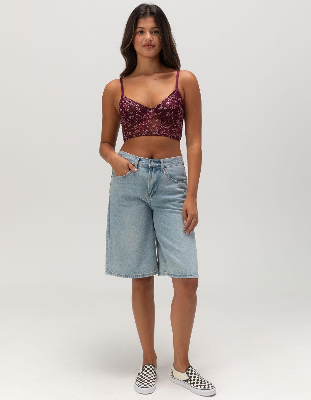 FULL TILT Two-Tone Lace Womens Bralette - BURGUNDY Product Image