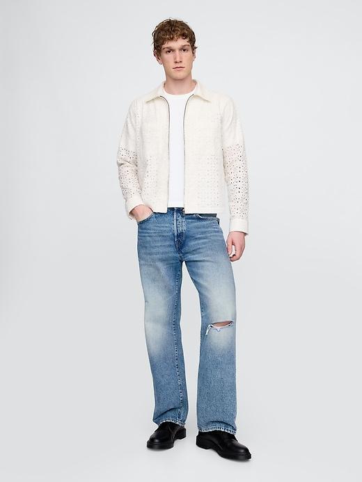 Poplin Eyelet Full-Zip Pocket Shirt Product Image