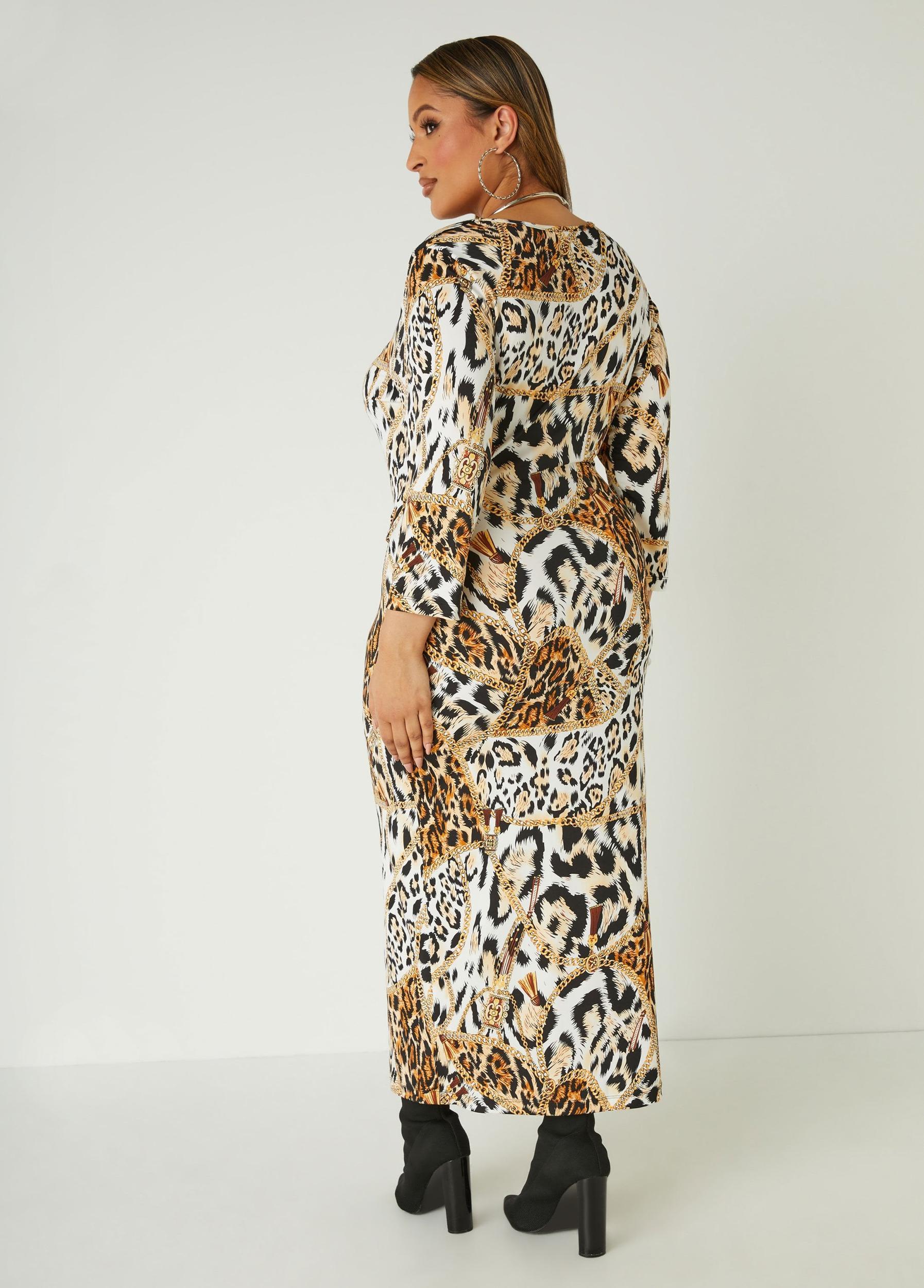 Plus Size Leopard Faux Wrap Maxi Dress Ashley Stewart Product Image