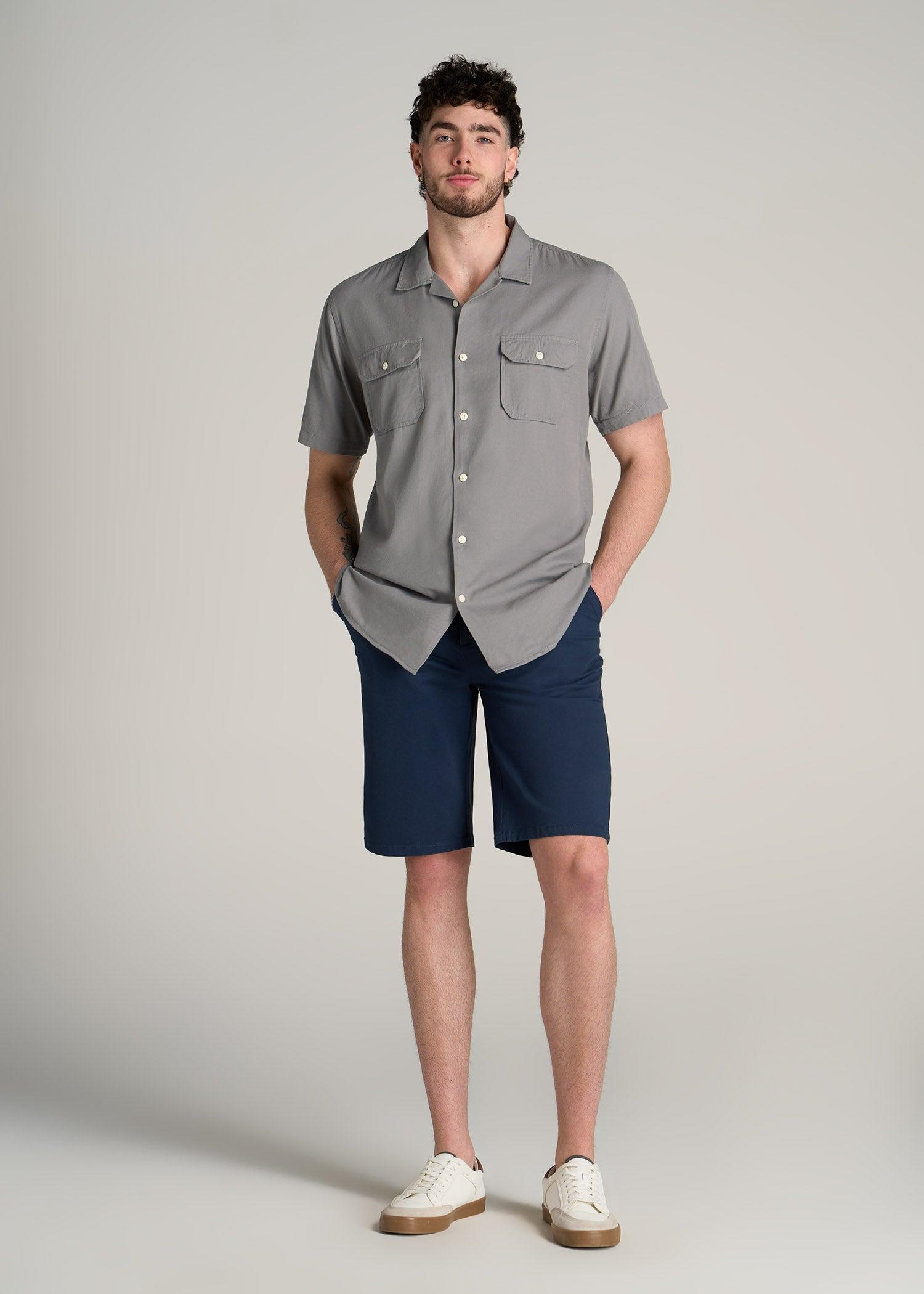 LJ&S Two-Pocket Camp Shirt for Tall Men in Pewter Product Image