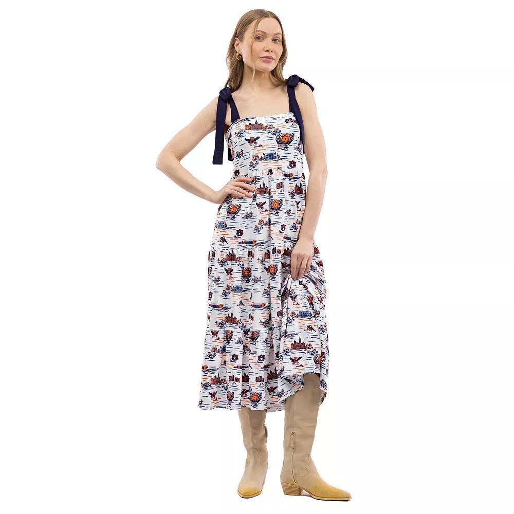 Women's Smith & Quinn  Navy Auburn Tigers Tied Shoulder Tiered Maxi Dress, Size: XS, White Product Image