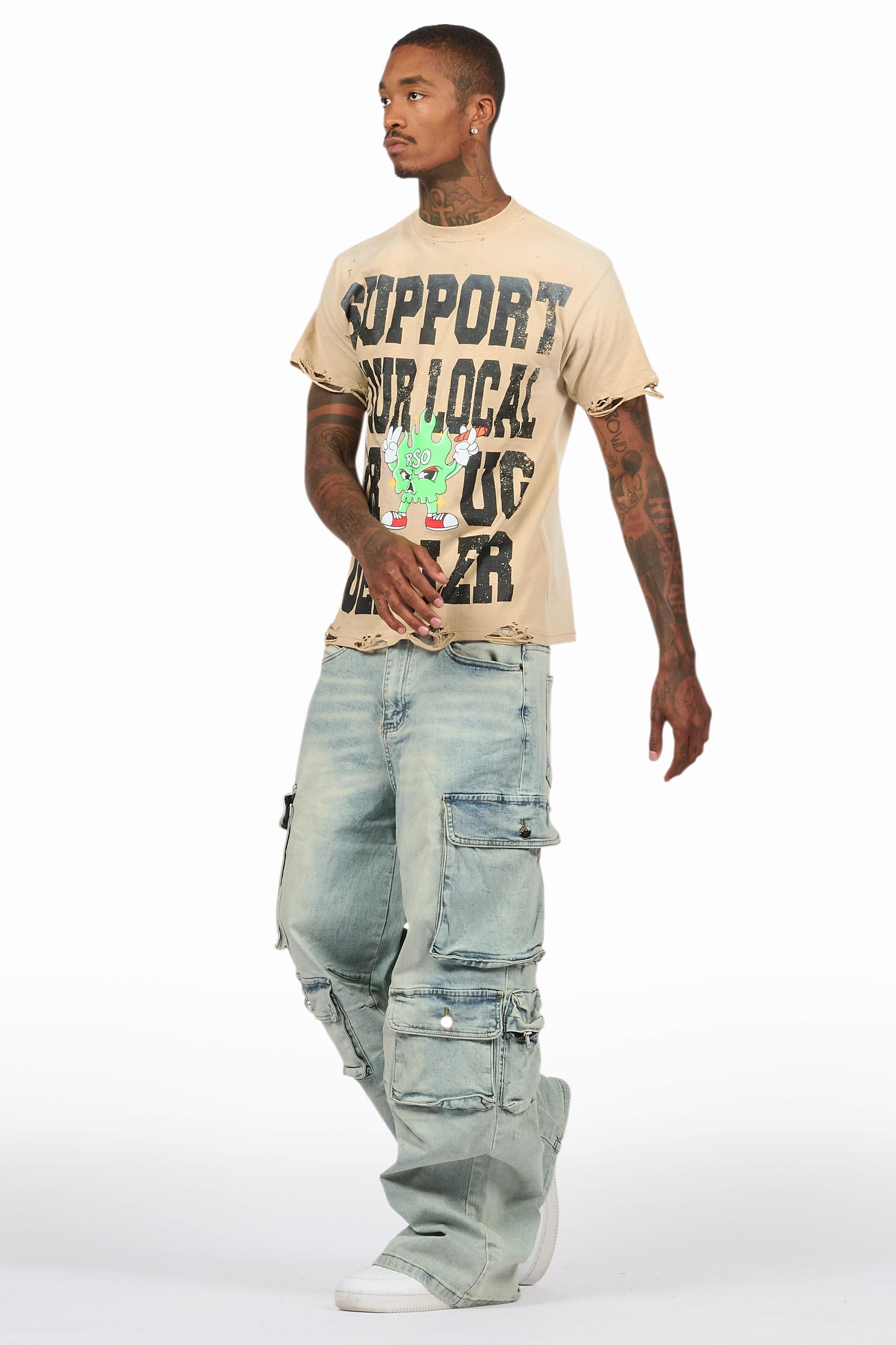 Tarl Beige/Blue T-Shirt/Baggy Fit Jean Bundle Male Product Image