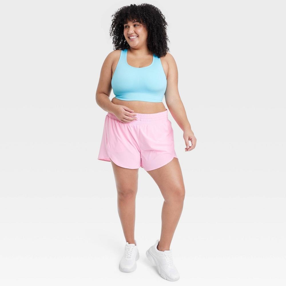 Womens Seamless Medium Support Racerback Midline Sports Bra - All In Motion Light Blue XXL Product Image