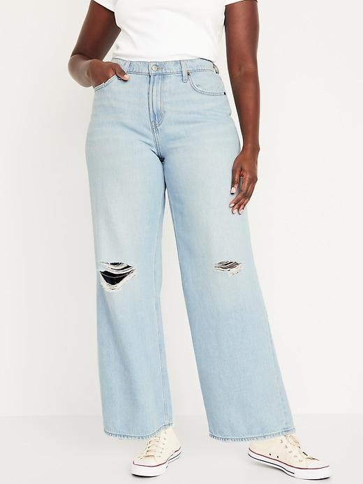 Mid-Rise Baggy Wide-Leg Jeans Product Image
