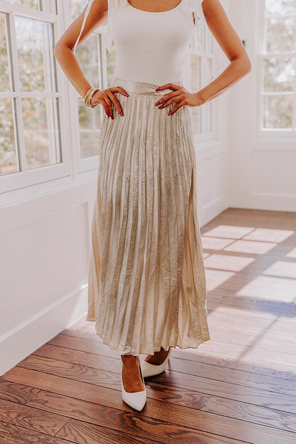 Champagne Fizz High Waist Pleated Maxi Skirt Product Image