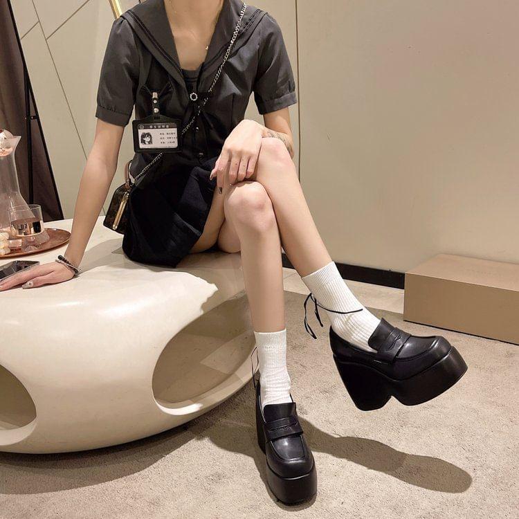 Platform Wedge Penny Loafer Pumps Product Image