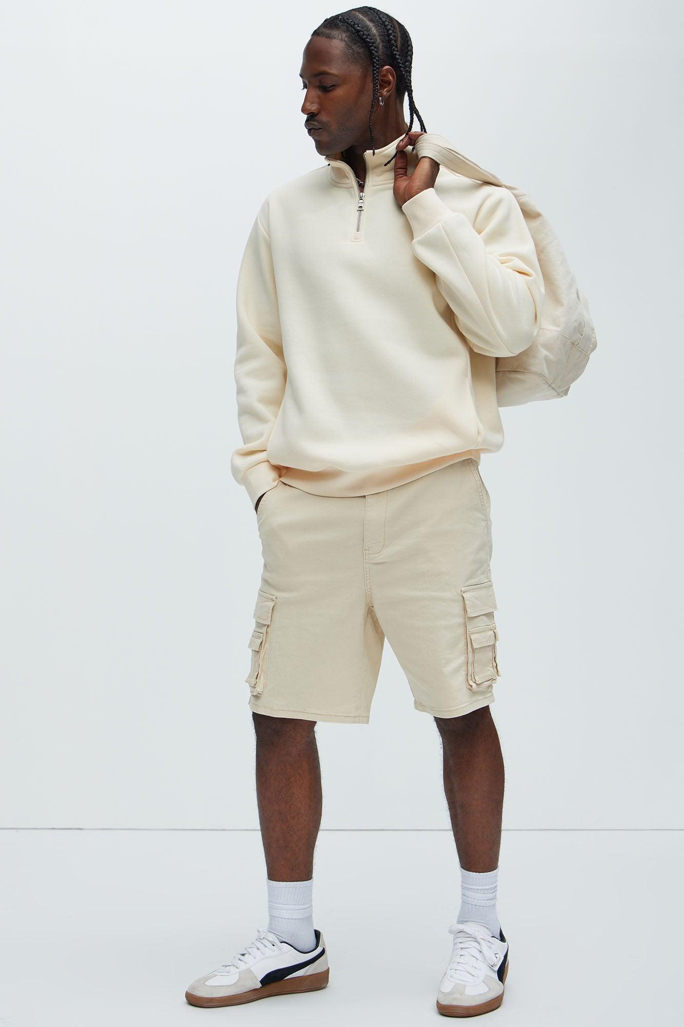 Landon Relaxed Cargo Shorts - Cream Product Image