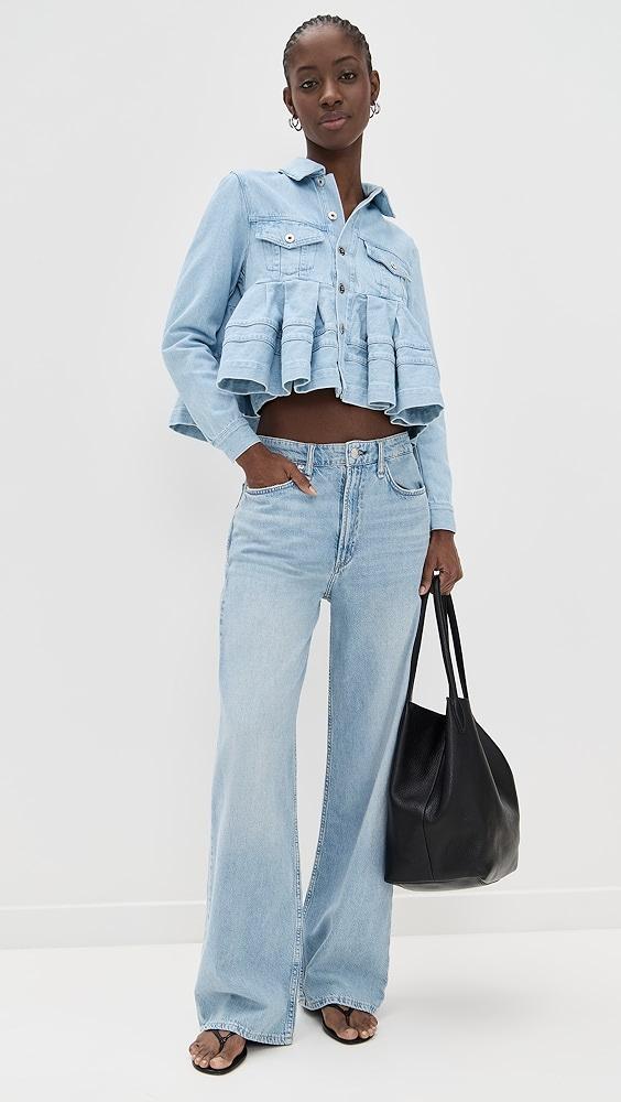 Marques'Almeida Soft Blue Denim Cropped Flounce Jacket | Shopbop Product Image