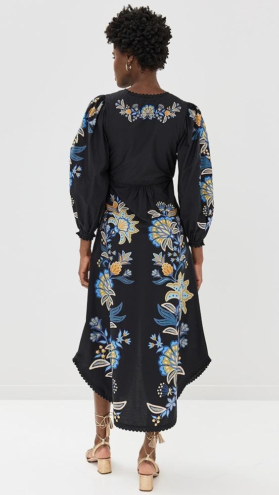 FARM Rio Stitched Garden Black Midi Dress | Shopbop Product Image