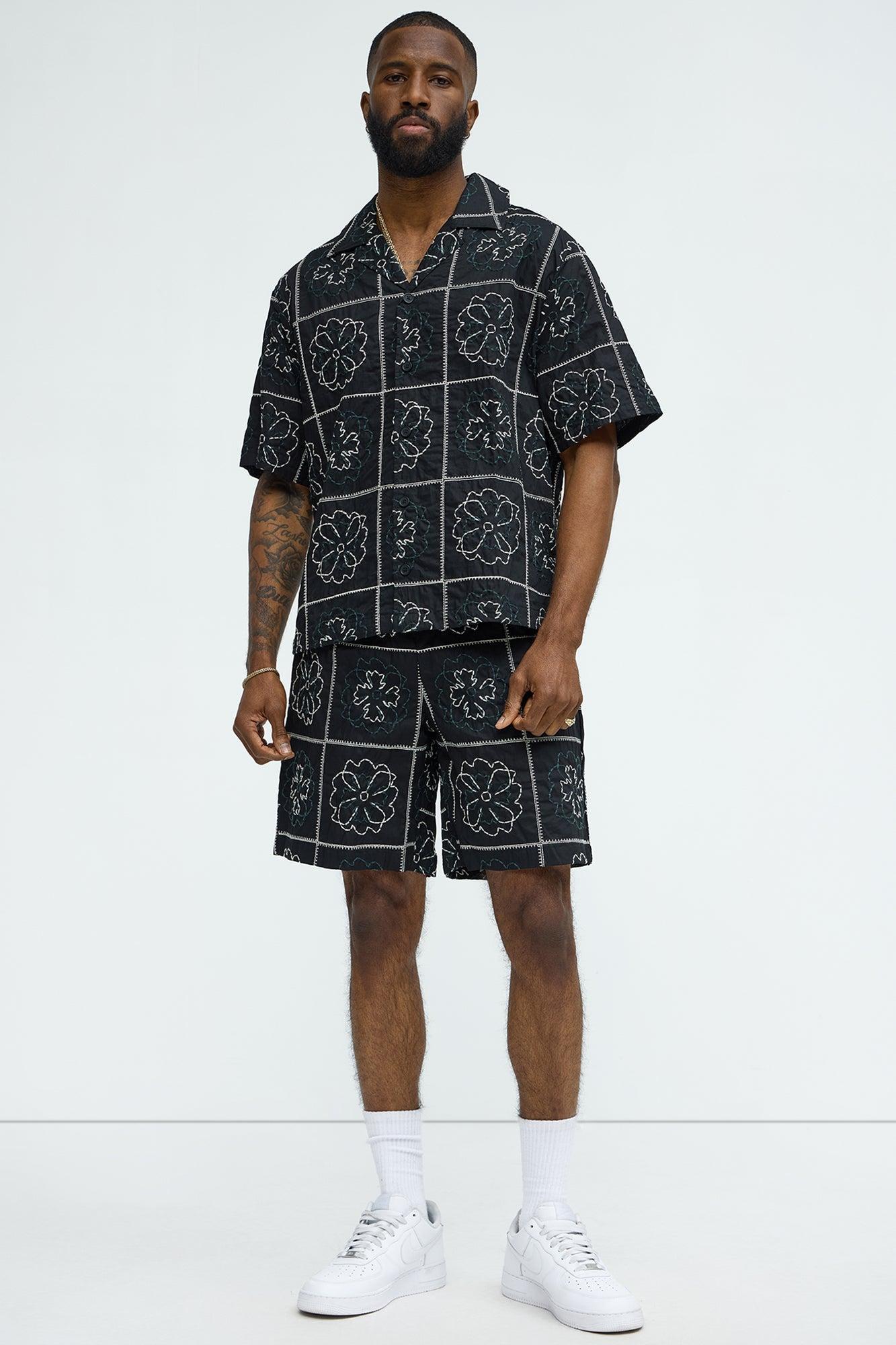 Tropical Bloom Cotton Shirt - Black/combo Product Image
