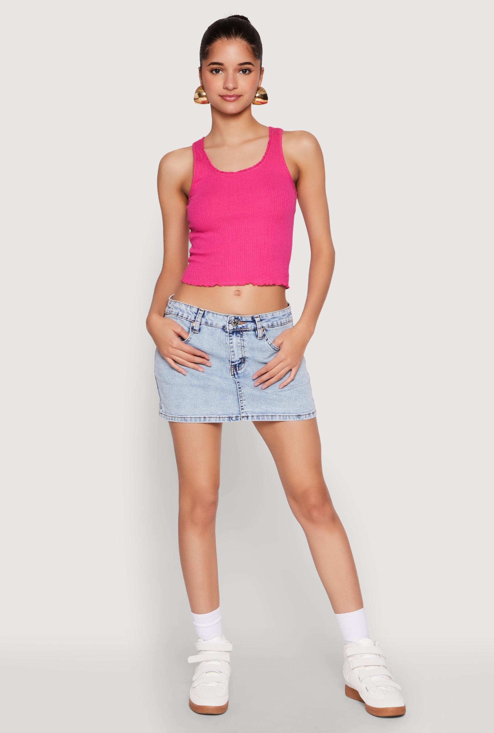 Womens Crochet Trim Rib Knit Tank Top Product Image
