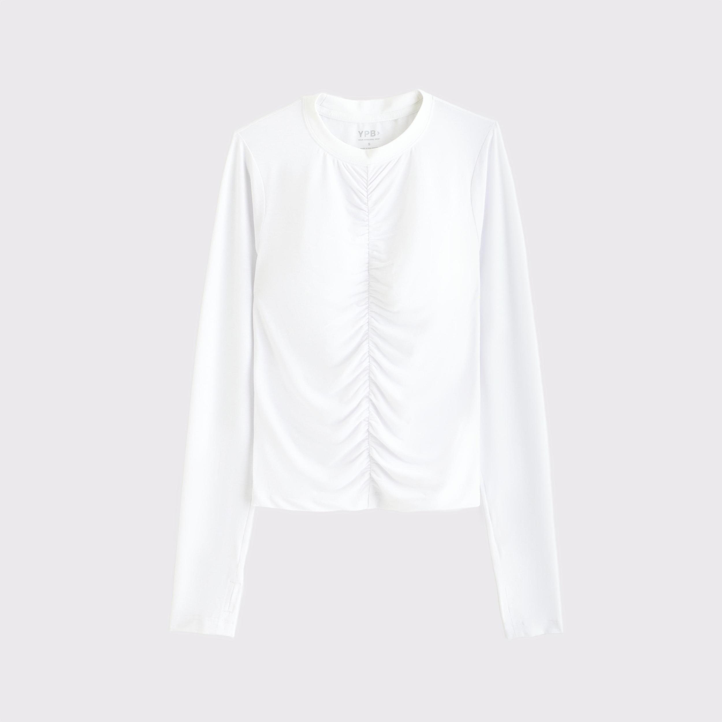 YPB Active Featherweight Long-Sleeve Ruched Tee Product Image