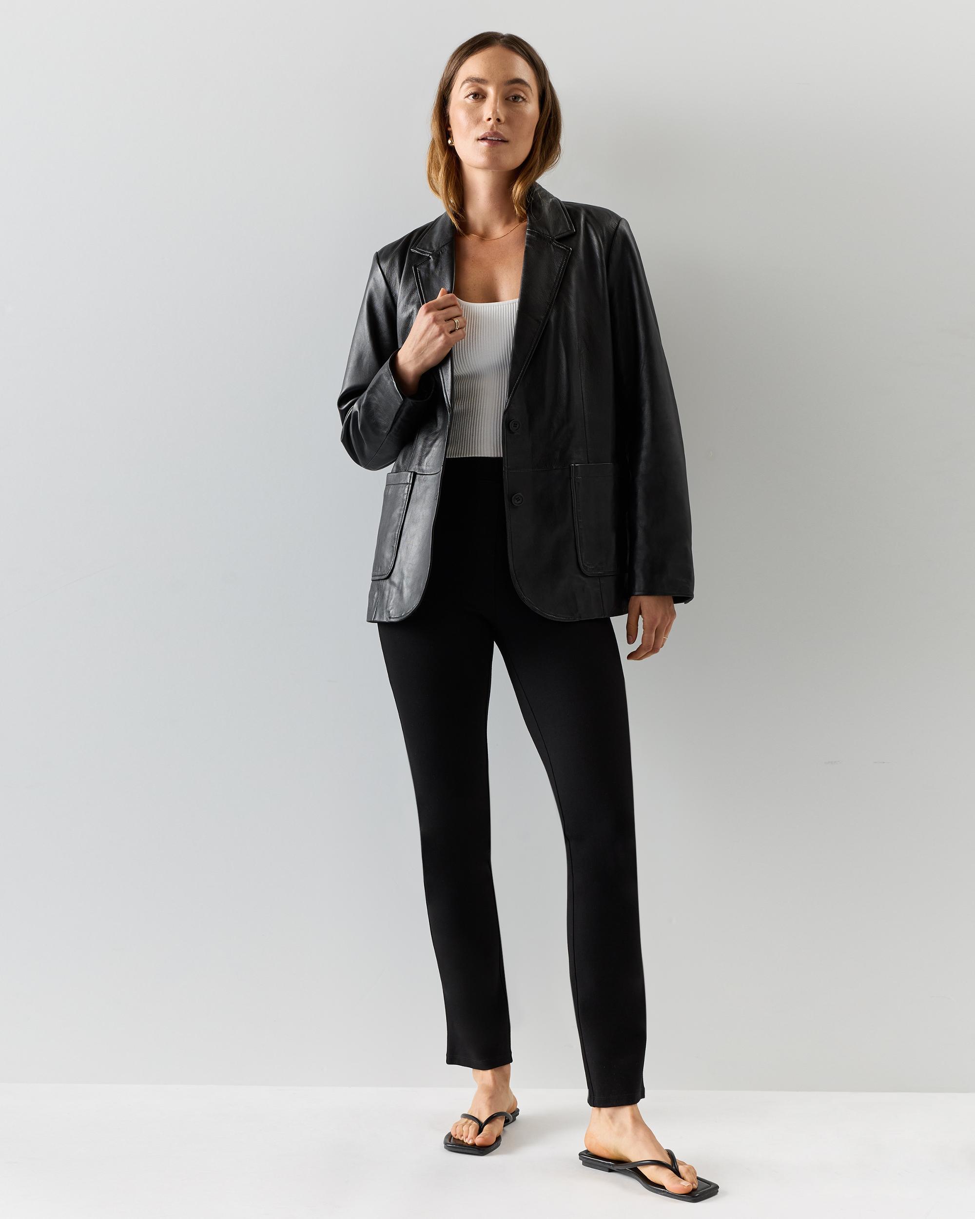 Quince | Women's Ultra-Stretch Ponte Straight Leg Pants Petite Rayon Product Image