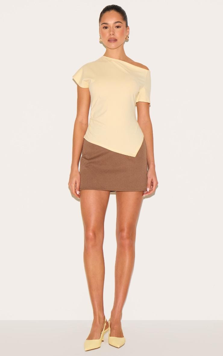 Butter Yellow Cotton Off Shoulder Drape Longline Top Product Image