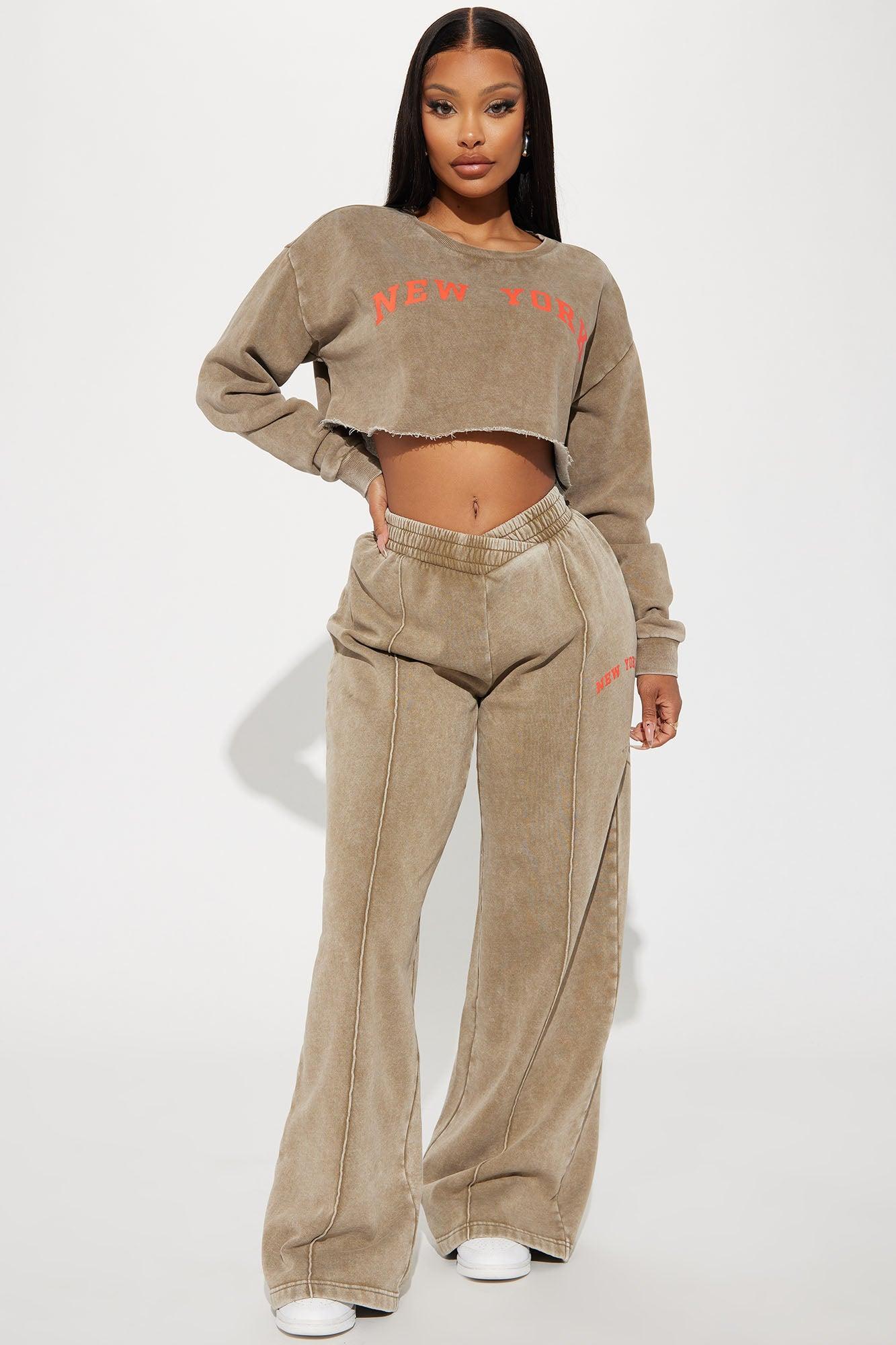 New York Washed Wide Leg Pant - Taupe/combo Product Image