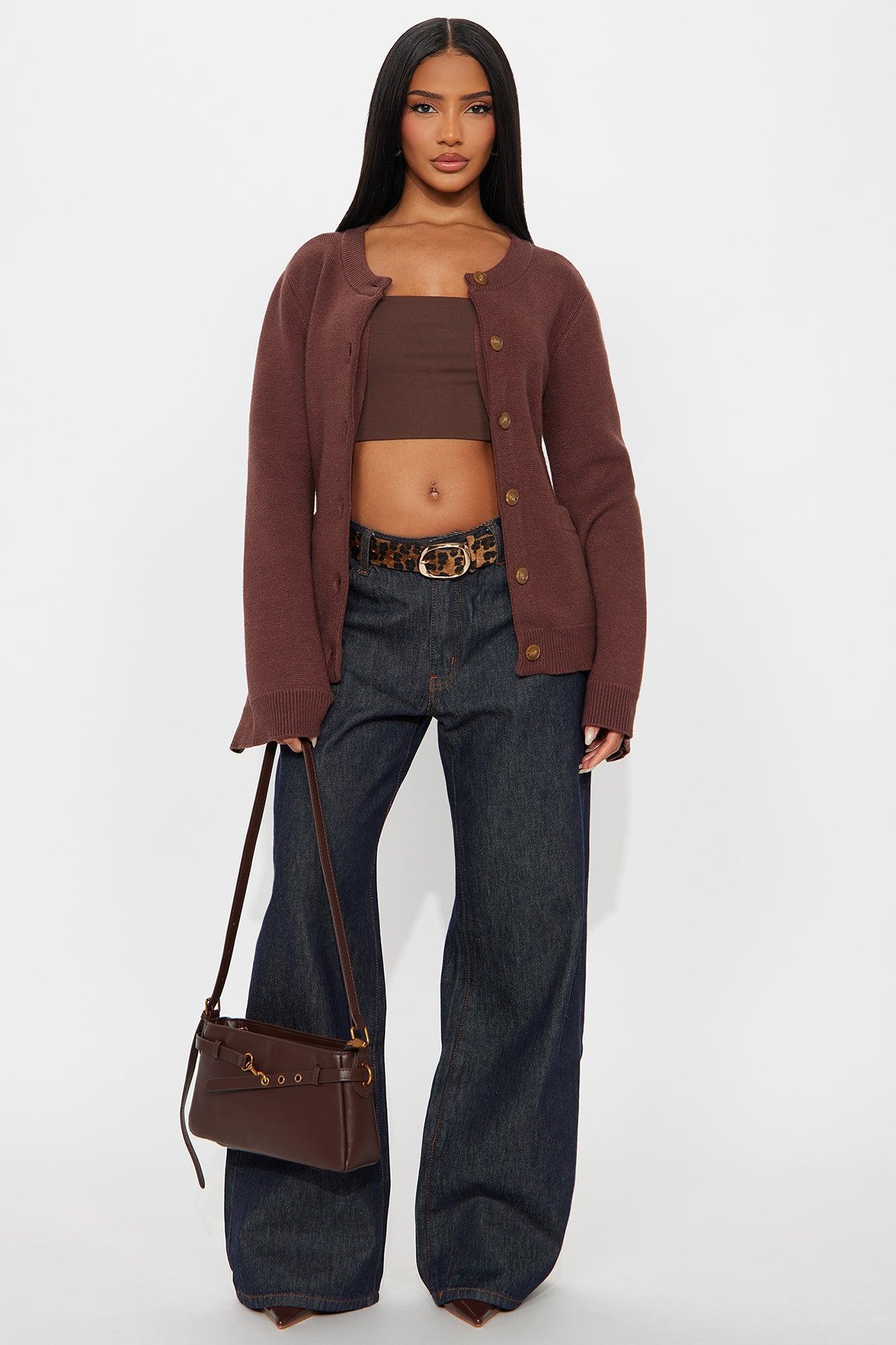 Grace Bell Sleeve Cardigan - Chocolate Product Image