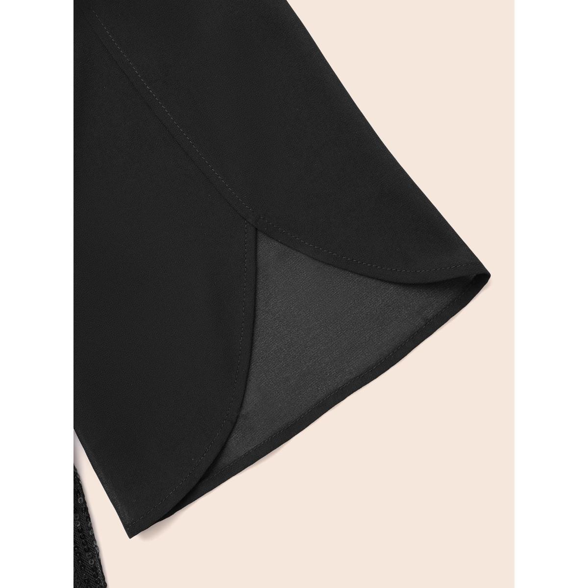 Plus Size Sequin Mesh Patchwork Petal Sleeve Dress Deeppurplered Women Cocktail Overlapping Party Curvy Bloomchic 26/4X Product Image