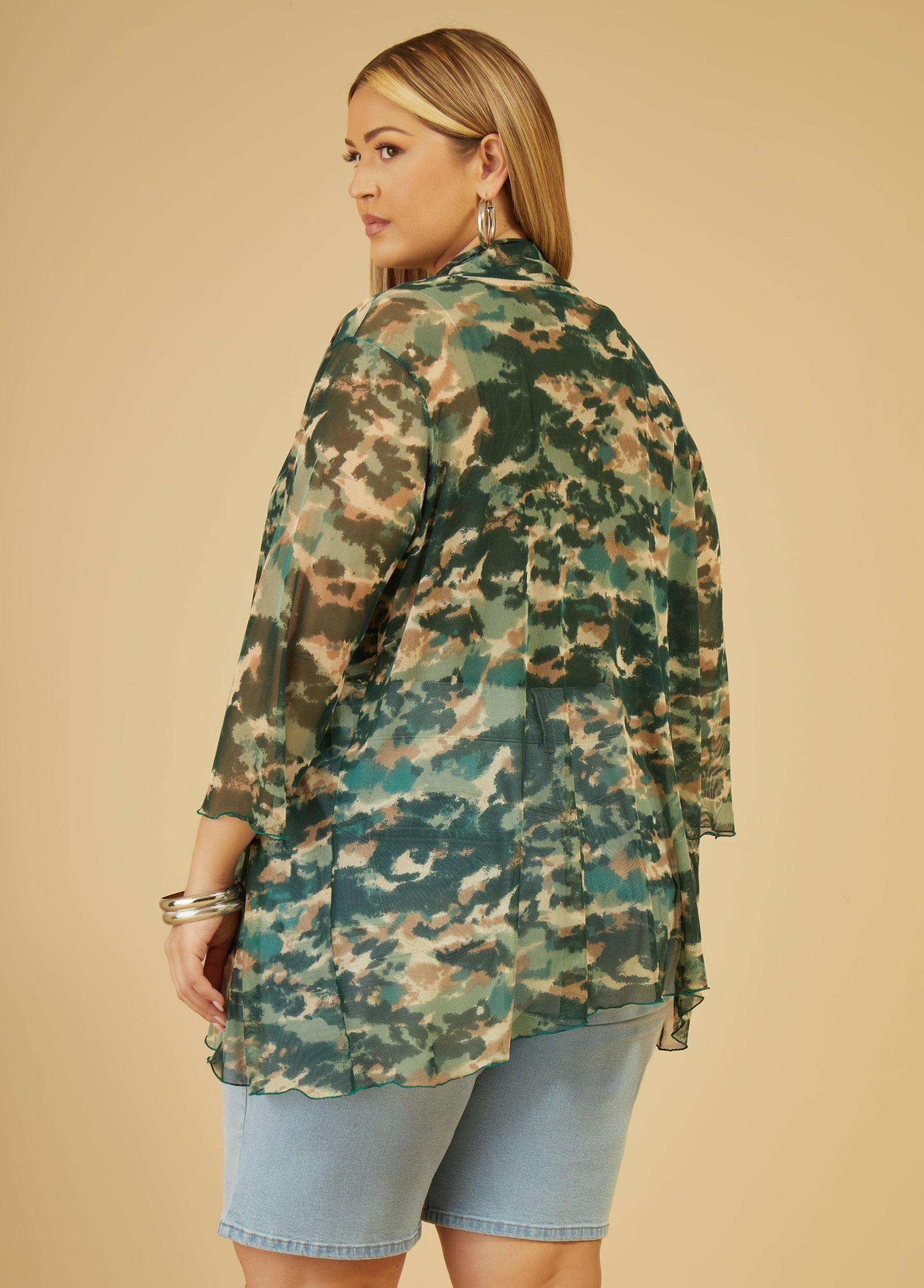 Camo Open Front Mesh Duster Product Image