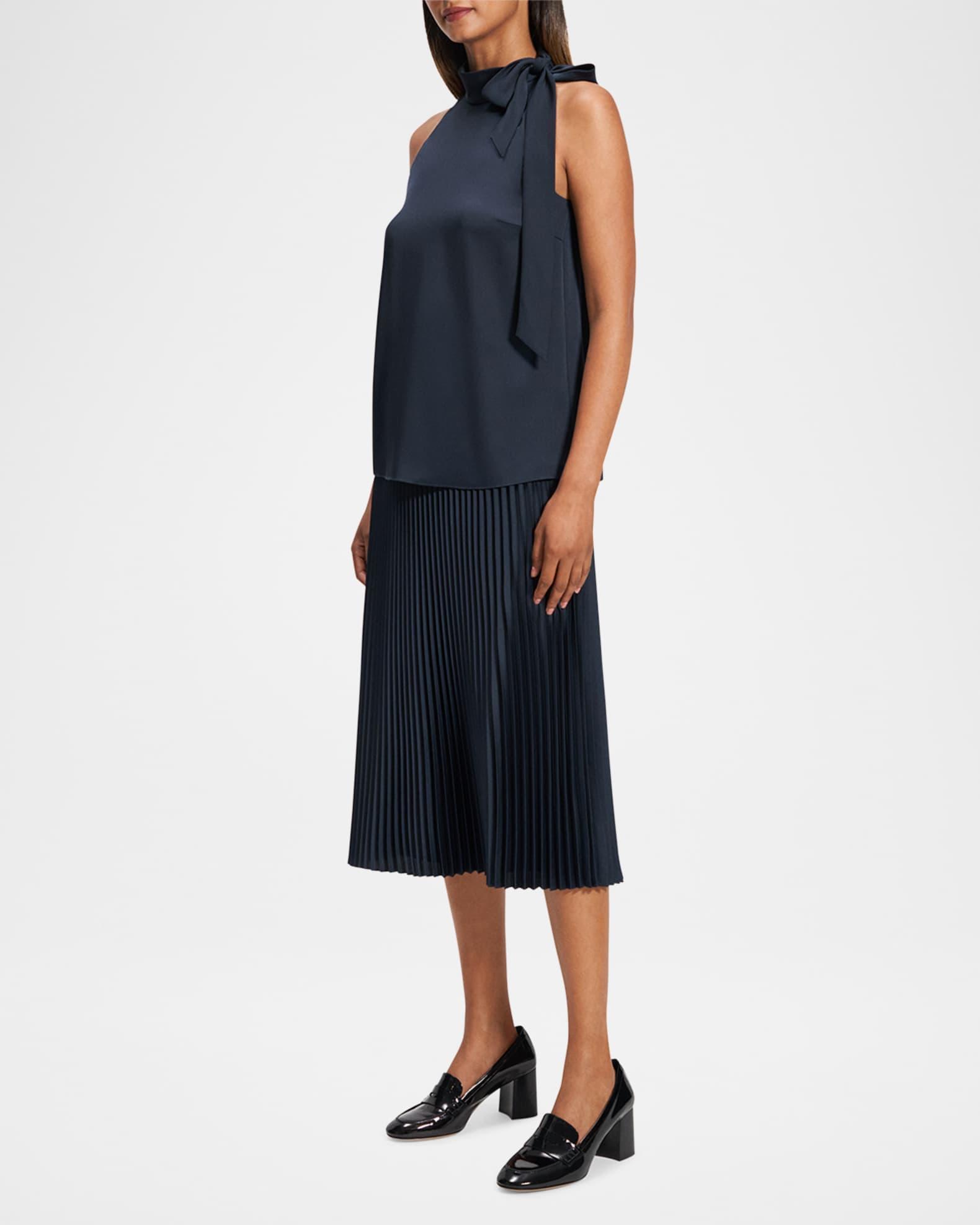 Satin Tie Halter Blouse Product Image