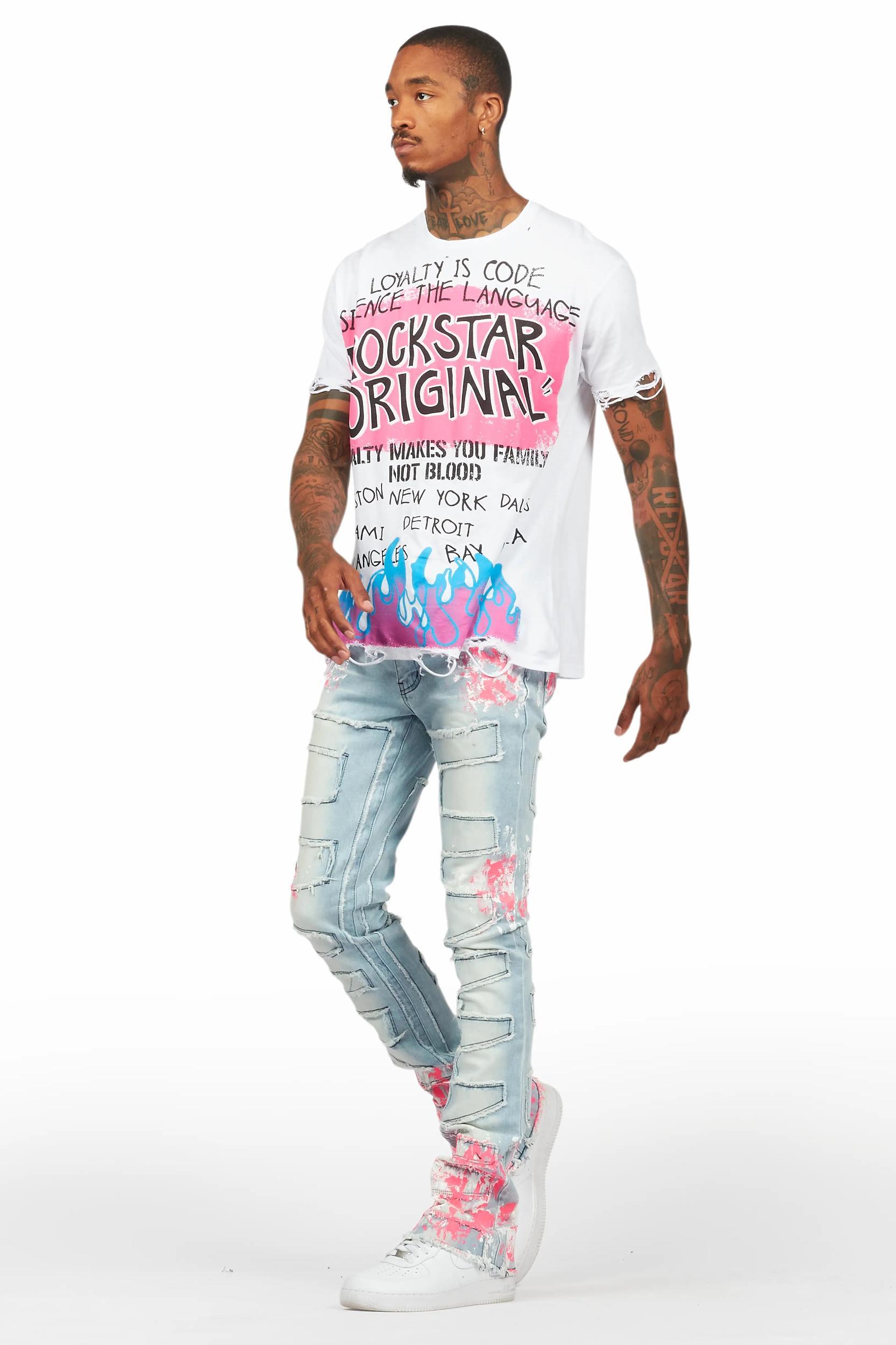 Beno White Oversized Graphic T-Shirt Male Product Image