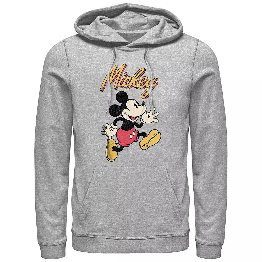 Men's Mickey Mouse Vintage Running Graphic Hoodie, Size: Large, Athletic Grey Product Image